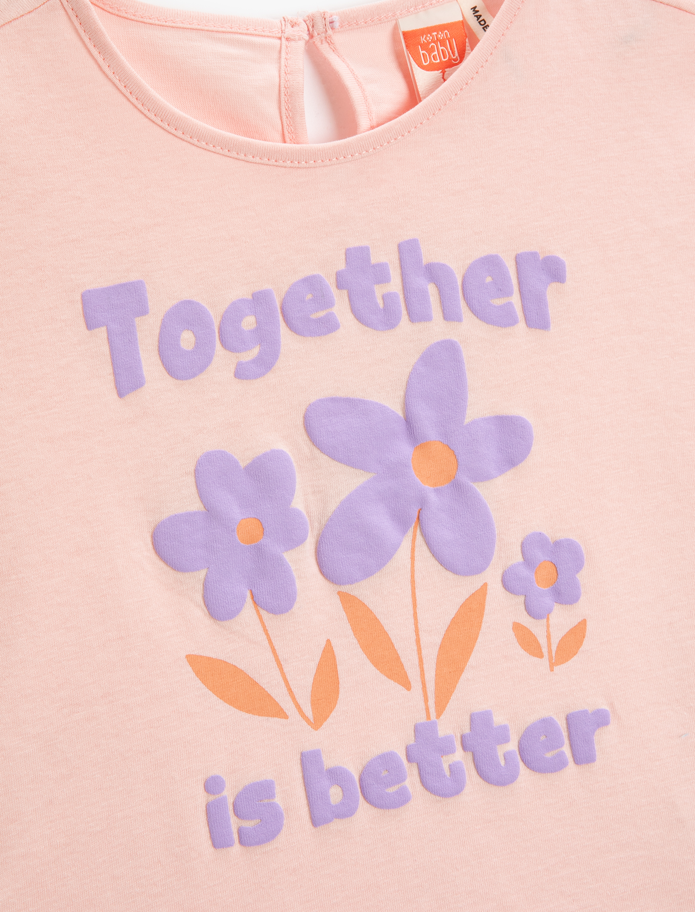  Kız Bebek Çiçek Baskılı Tişört Kısa Kollu Bisiklet Yaka Pamuklu