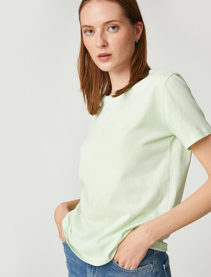  Basic Tişört Pamuklu Bisiklet Yaka Kısa Kollu