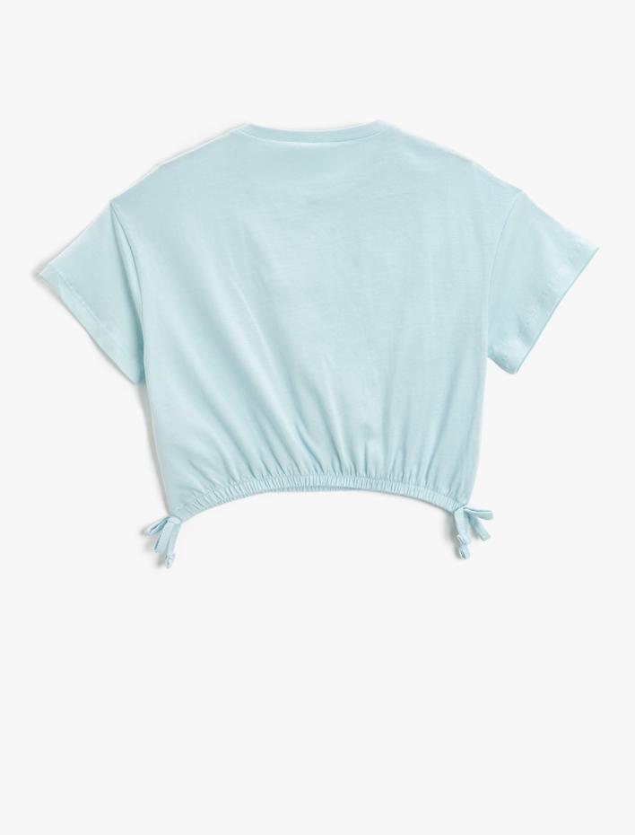 Kız Çocuk Crop Tişört Kısa Kollu Bisiklet Yaka Pamuklu