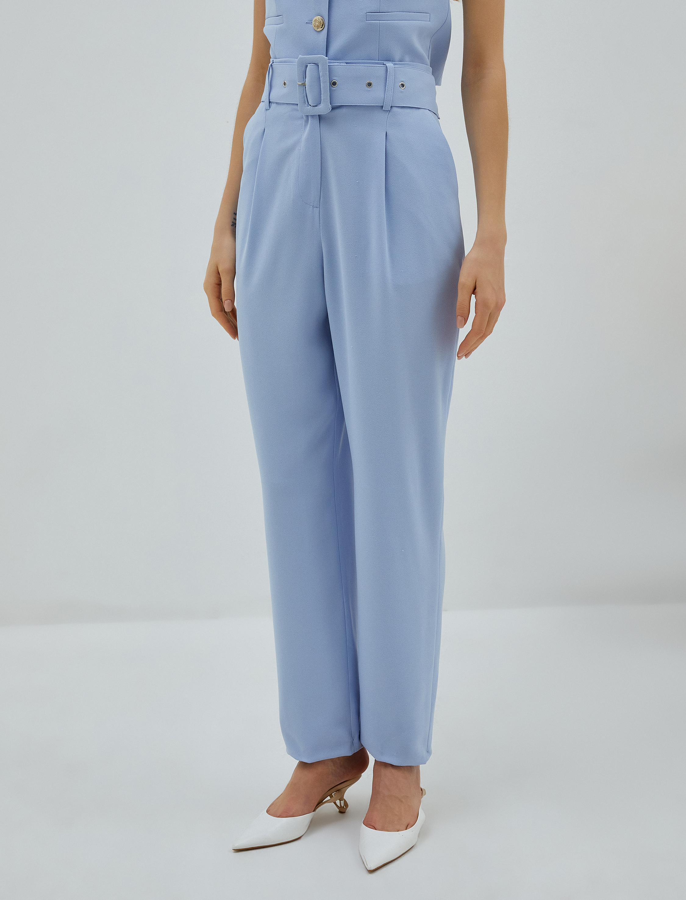   Kemerli Havuç Pantolon Pileli Cepli