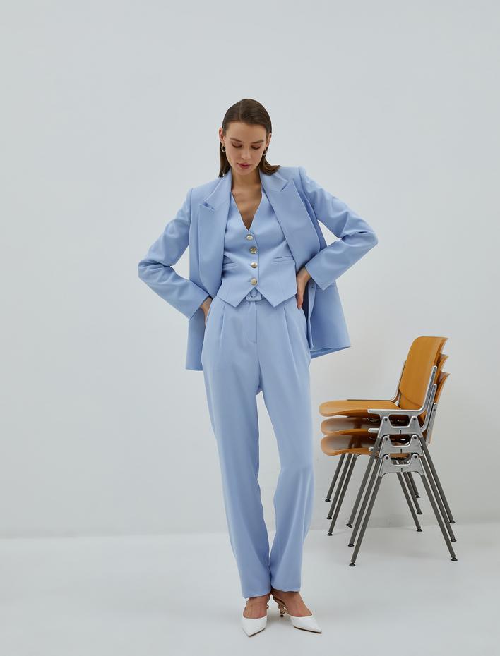  Kemerli Havuç Pantolon Pileli Cepli