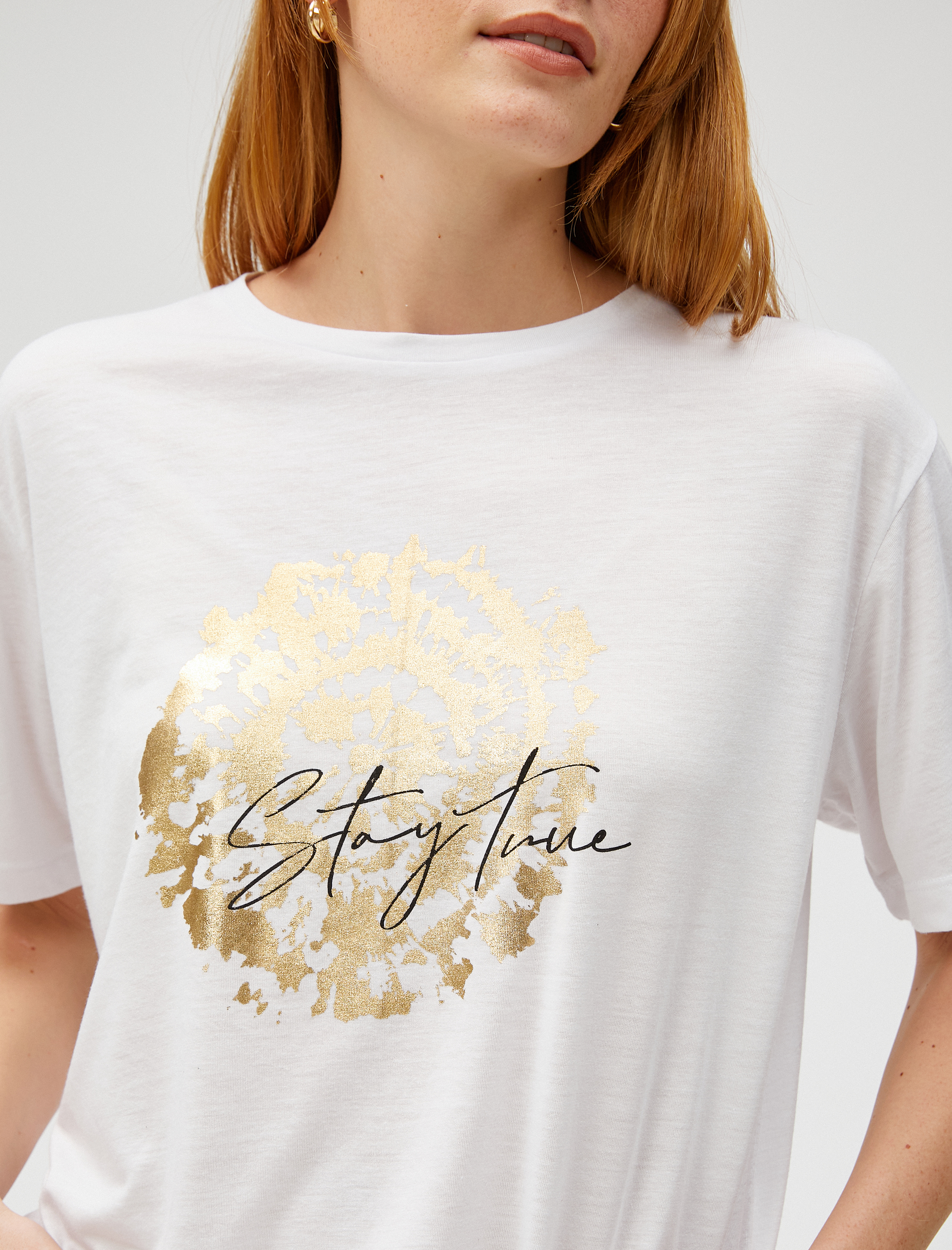   Parlak Baskılı Tişört Relax Fit