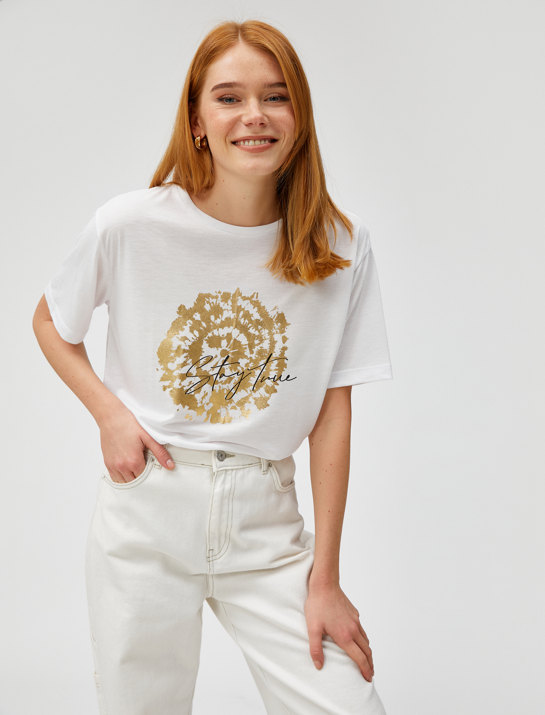   Parlak Baskılı Tişört Relax Fit