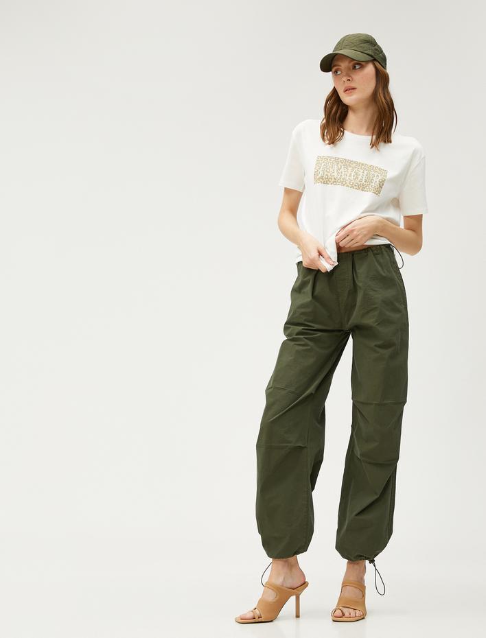  Kısa Kollu Tişört Leopar Baskılı Pamuklu