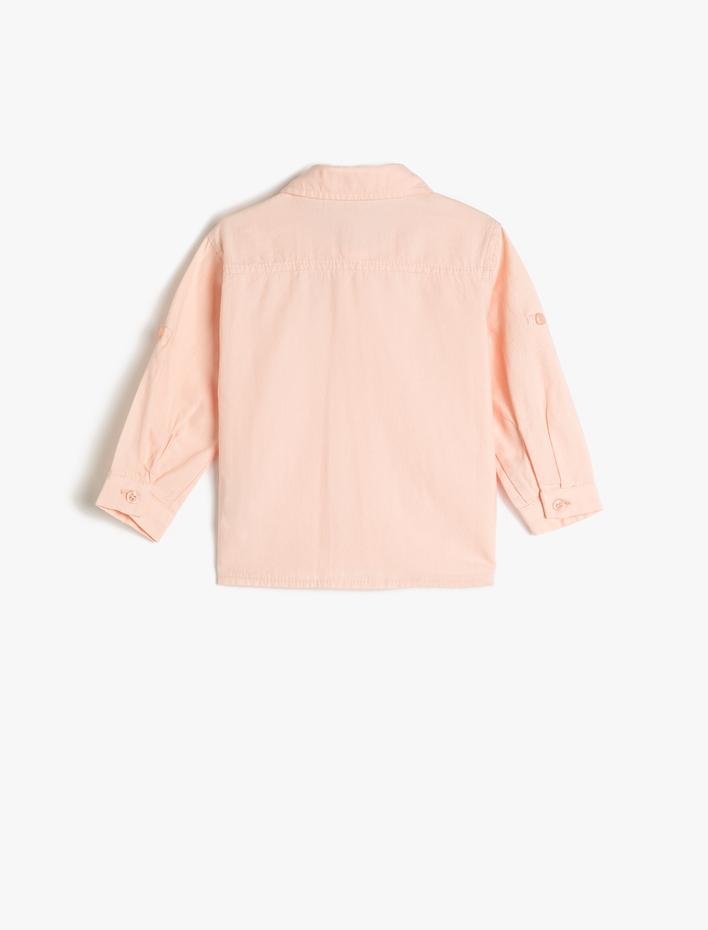 Erkek Bebek Gömlek Pamuklu Uzun Kollu Cep Detaylı