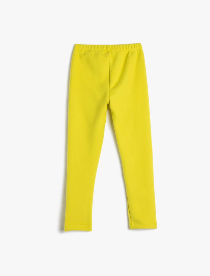 Kız Çocuk Tayt Yumuşak Dokulu Fitilli Beli Lastikli