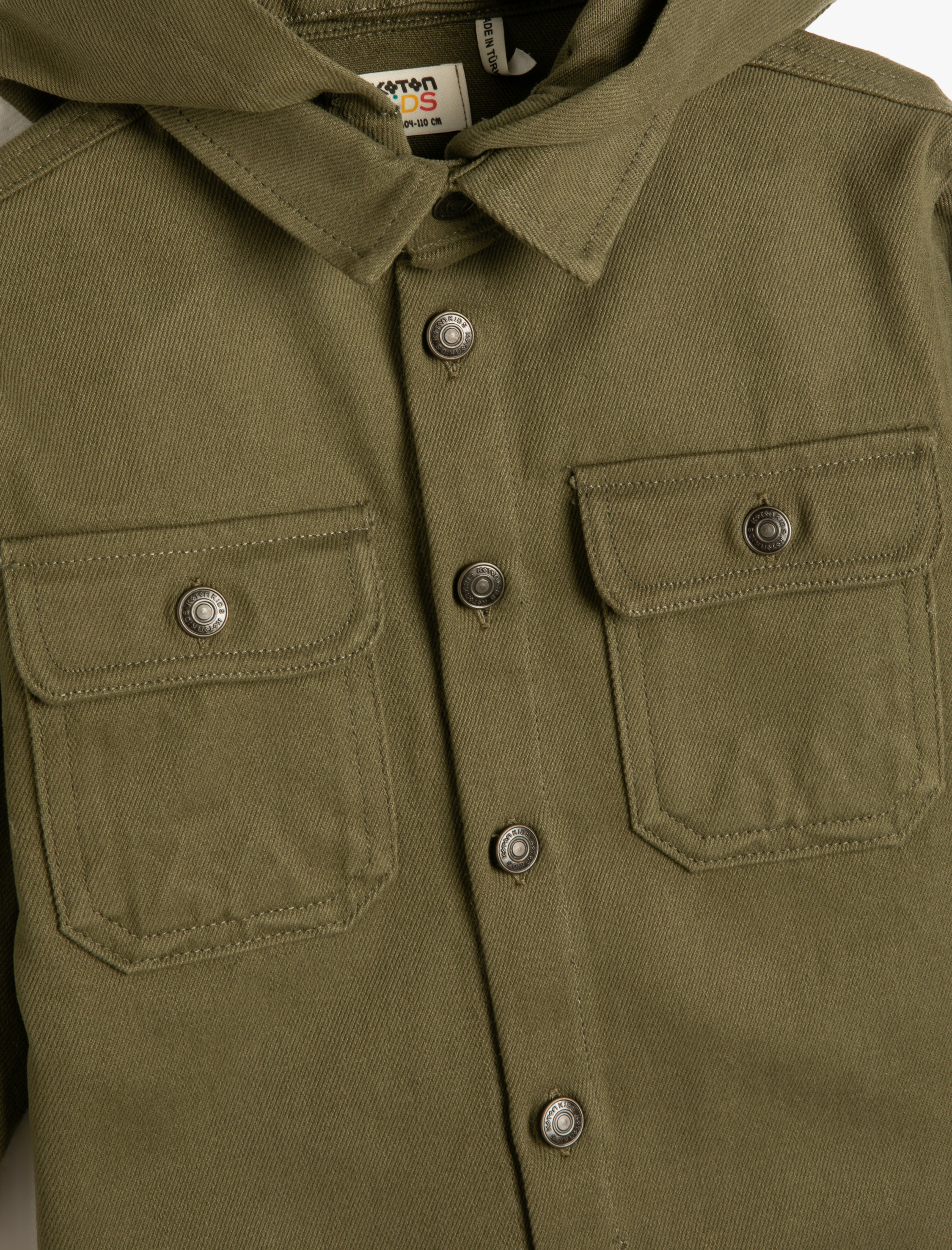  Erkek Çocuk Gömlek Ceket Çıkarılabilir Kapşonlu Arkası Baskılı Pamuklu