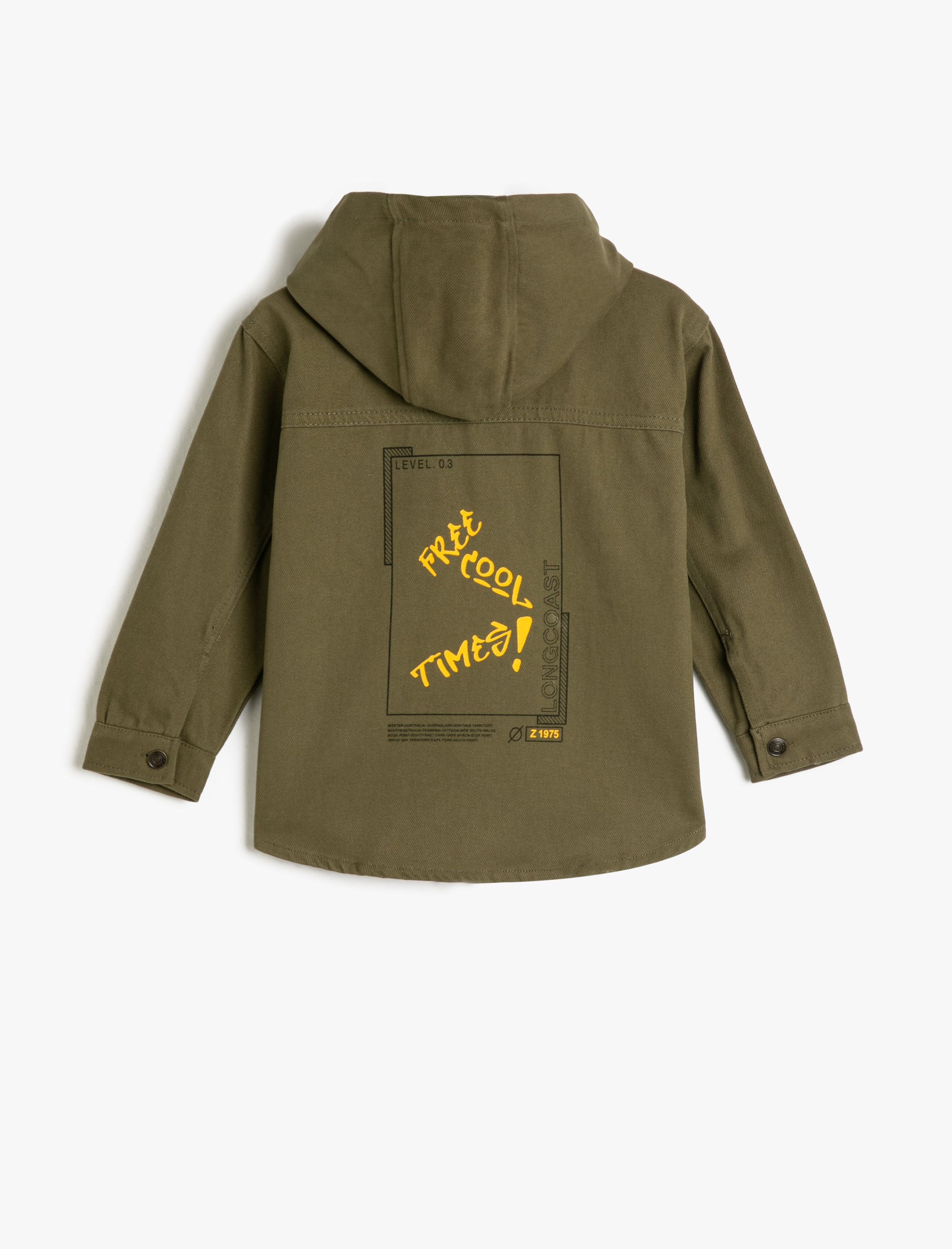  Erkek Çocuk Gömlek Ceket Çıkarılabilir Kapşonlu Arkası Baskılı Pamuklu