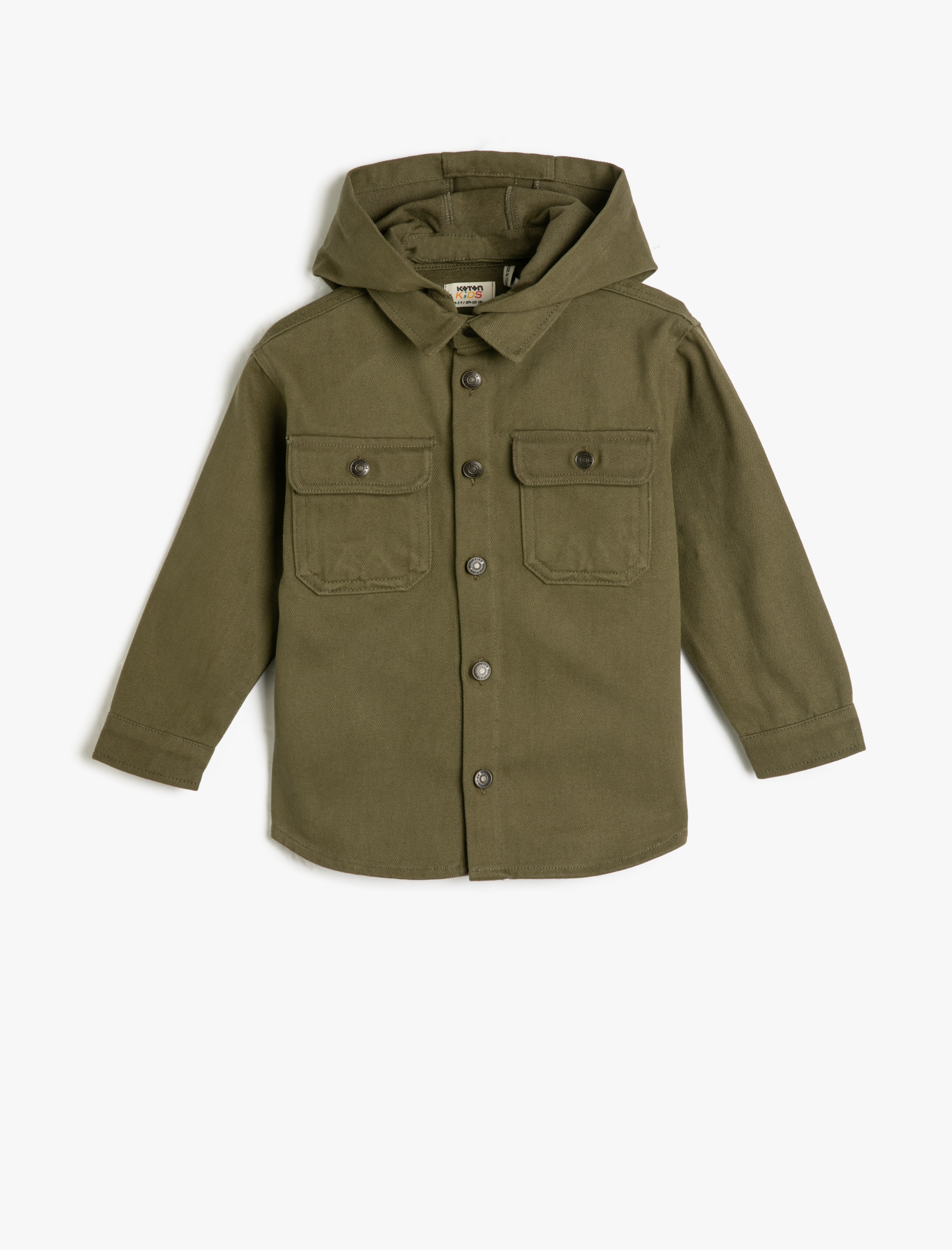  Erkek Çocuk Gömlek Ceket Çıkarılabilir Kapşonlu Arkası Baskılı Pamuklu