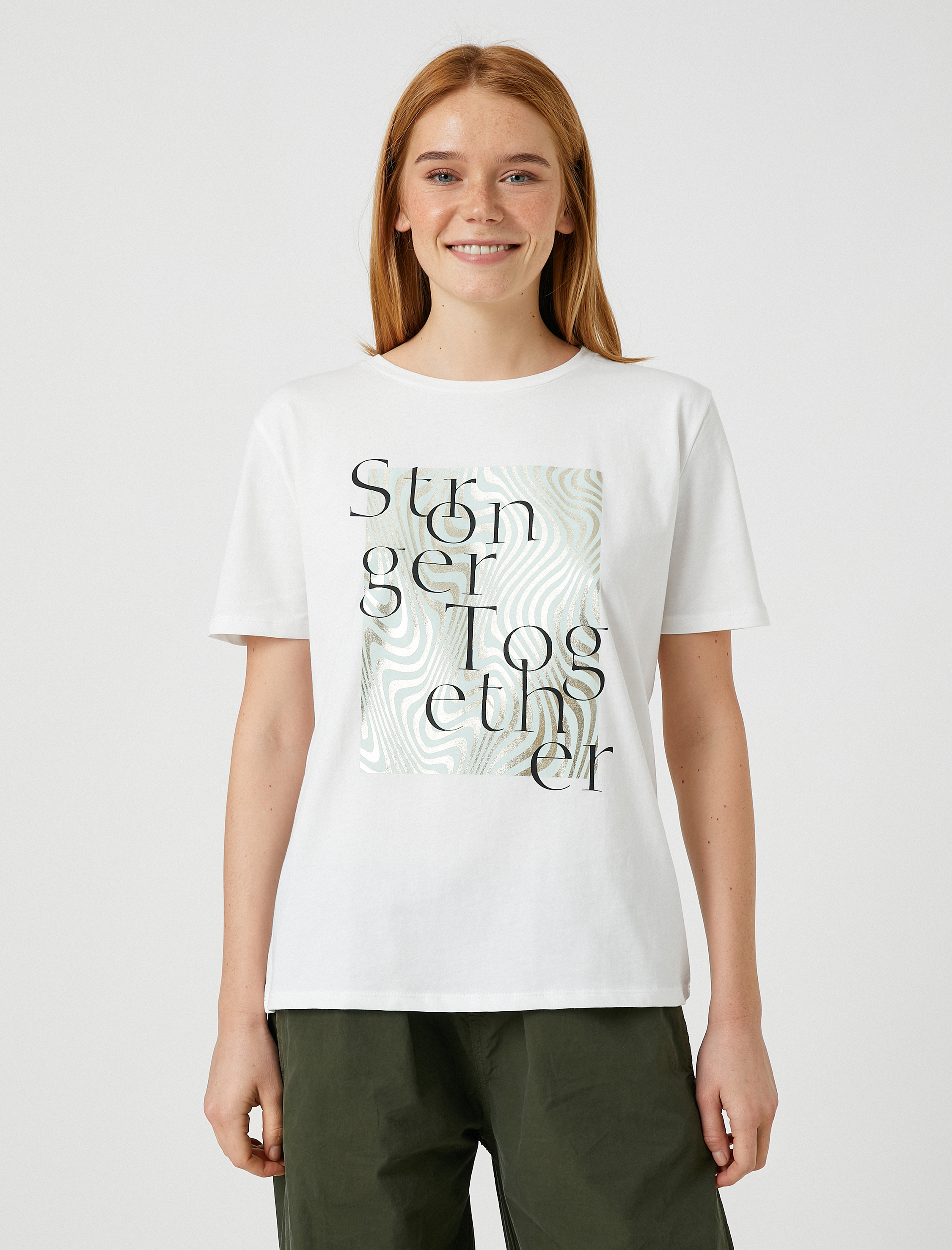   Parlak Baskılı Tişört Kısa Kollu Pamuklu