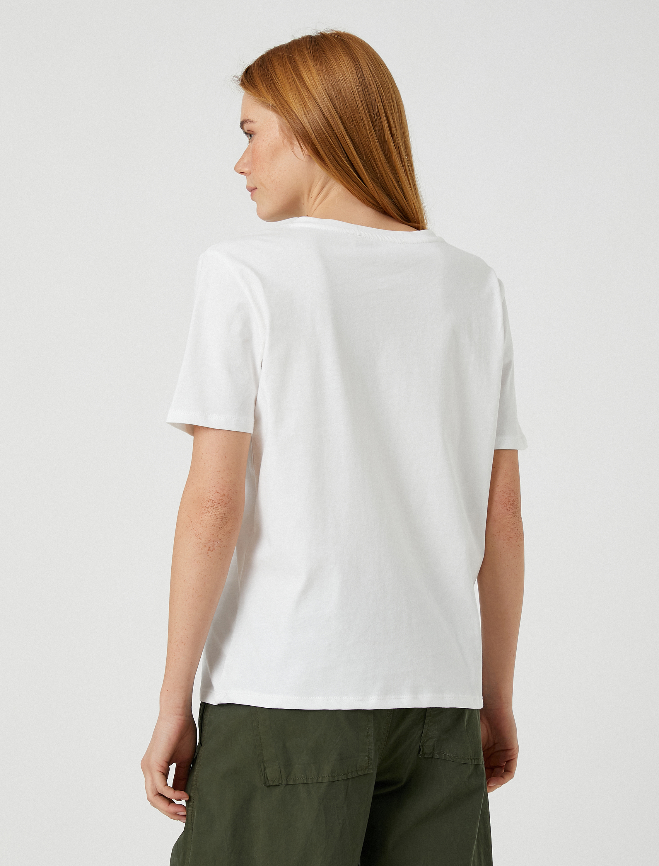   Parlak Baskılı Tişört Kısa Kollu Pamuklu