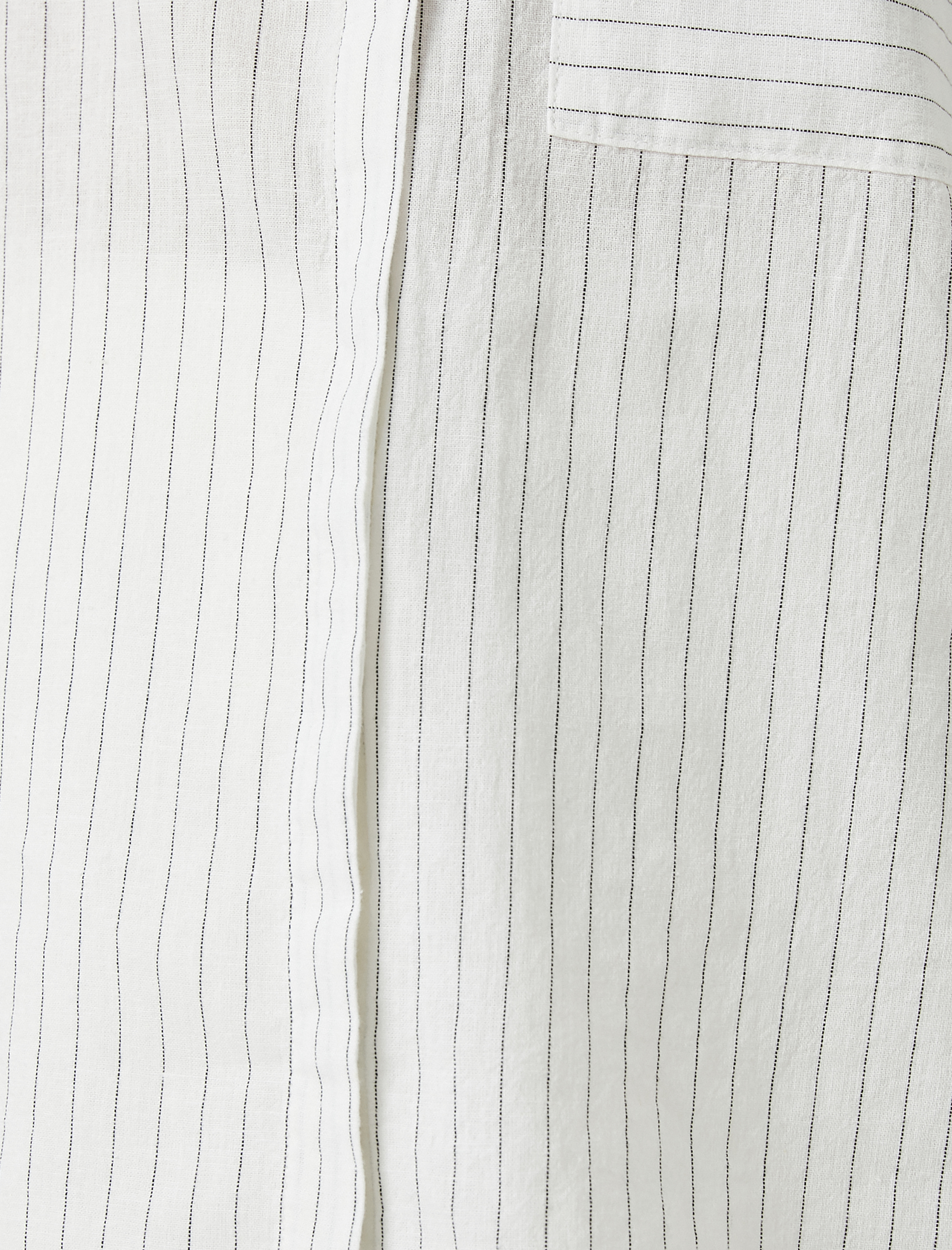   Oversize Cepli Gömlek Uzun Kollu Keten Karışımlı