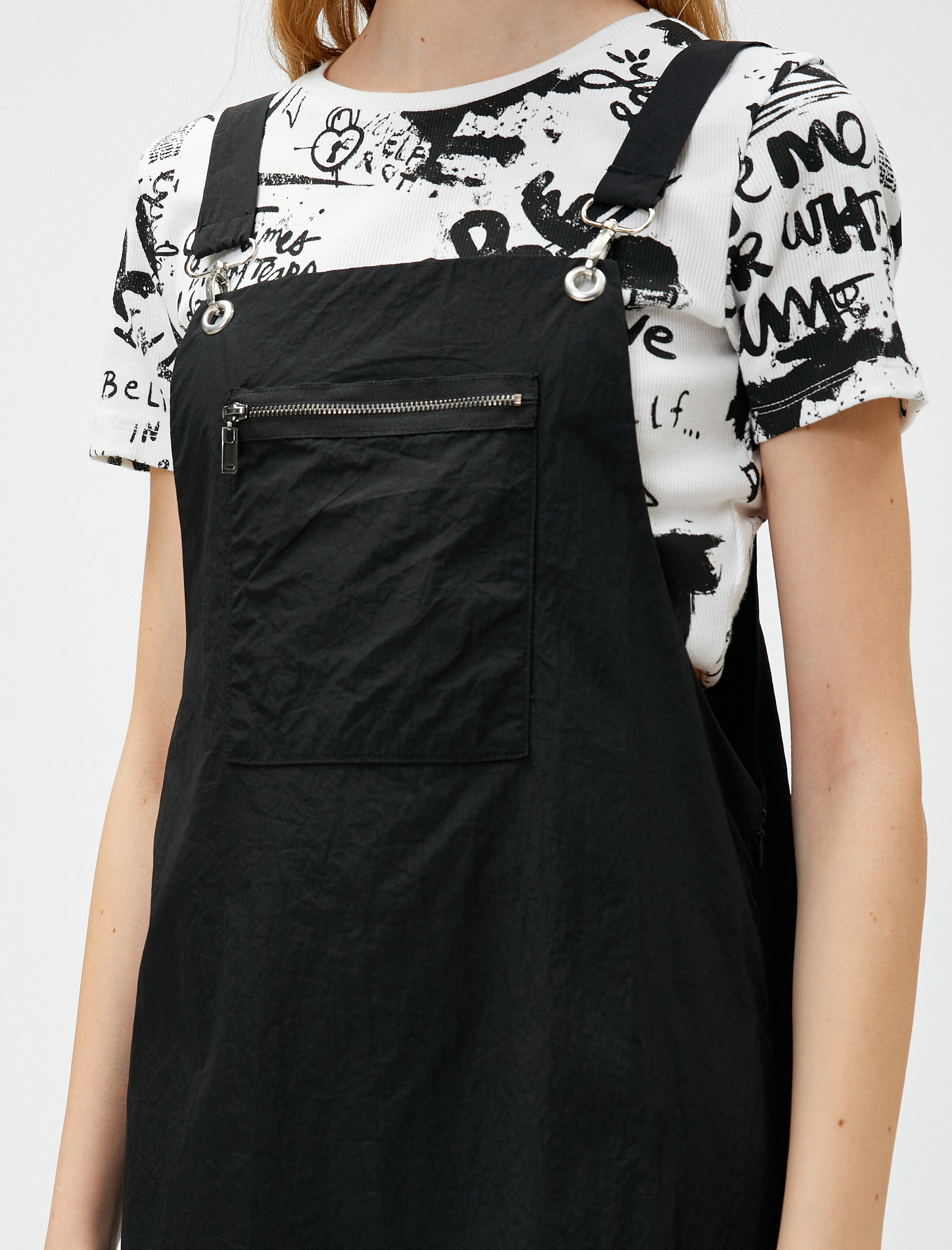   Salopet Elbise Paraşüt Fermuarlı Cep Detaylı Büzgülü