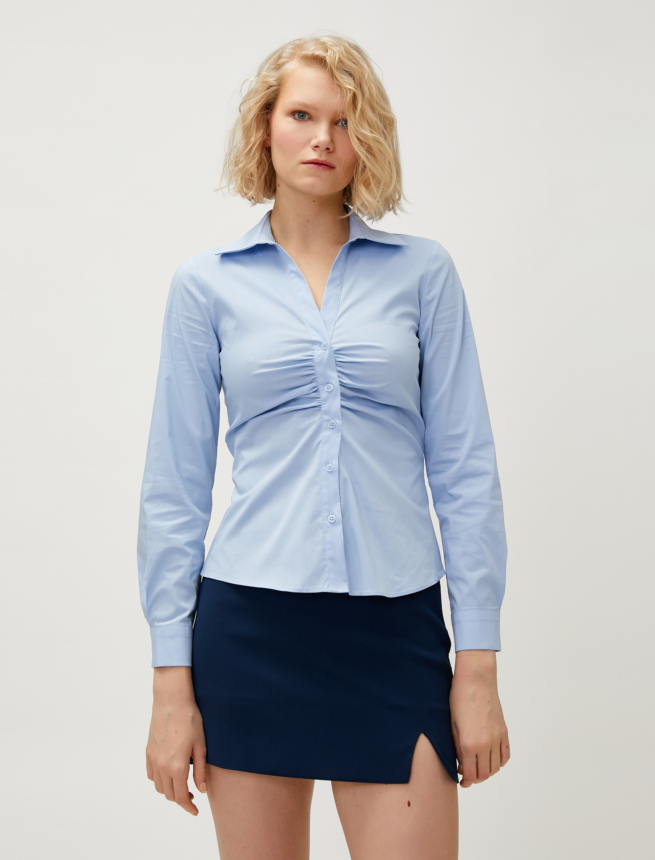   Drapeli Gömlek Uzun Kollu Slim Fit