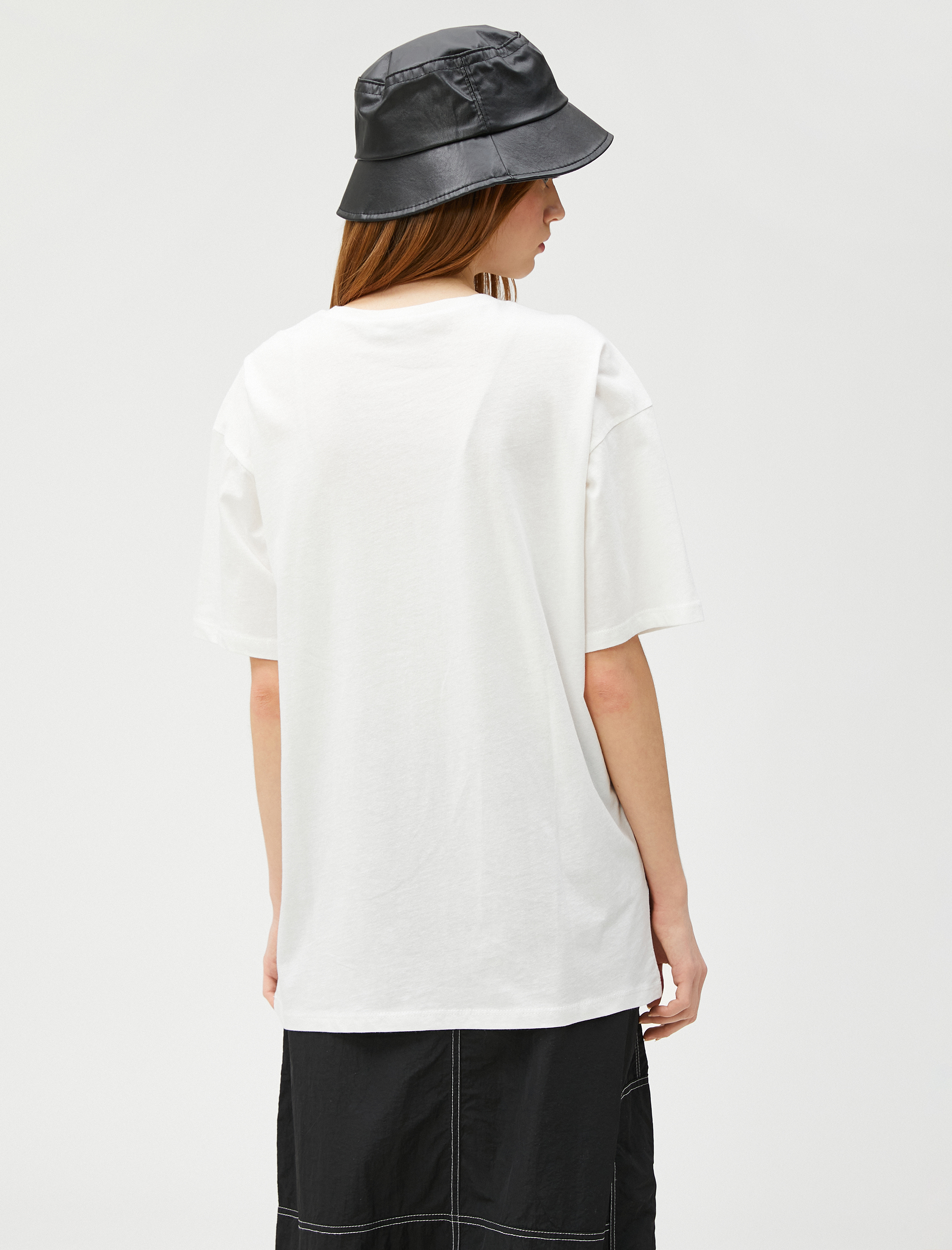   Baskılı Tişört Bisiklet Yaka Kısa Kollu Pamuklu