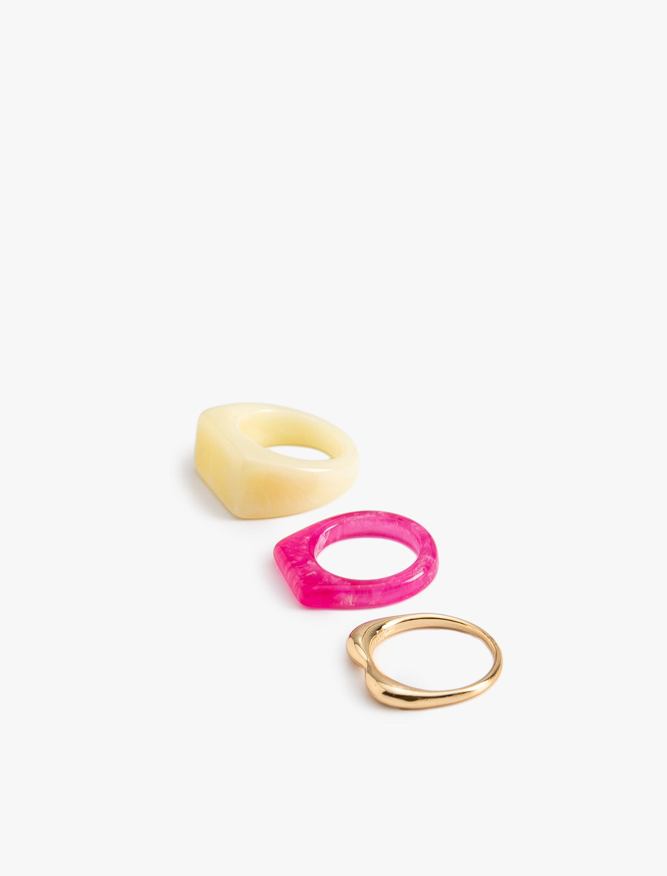  Kadın 3'lü Yüzük Seti Reçine Metal Görünümlü