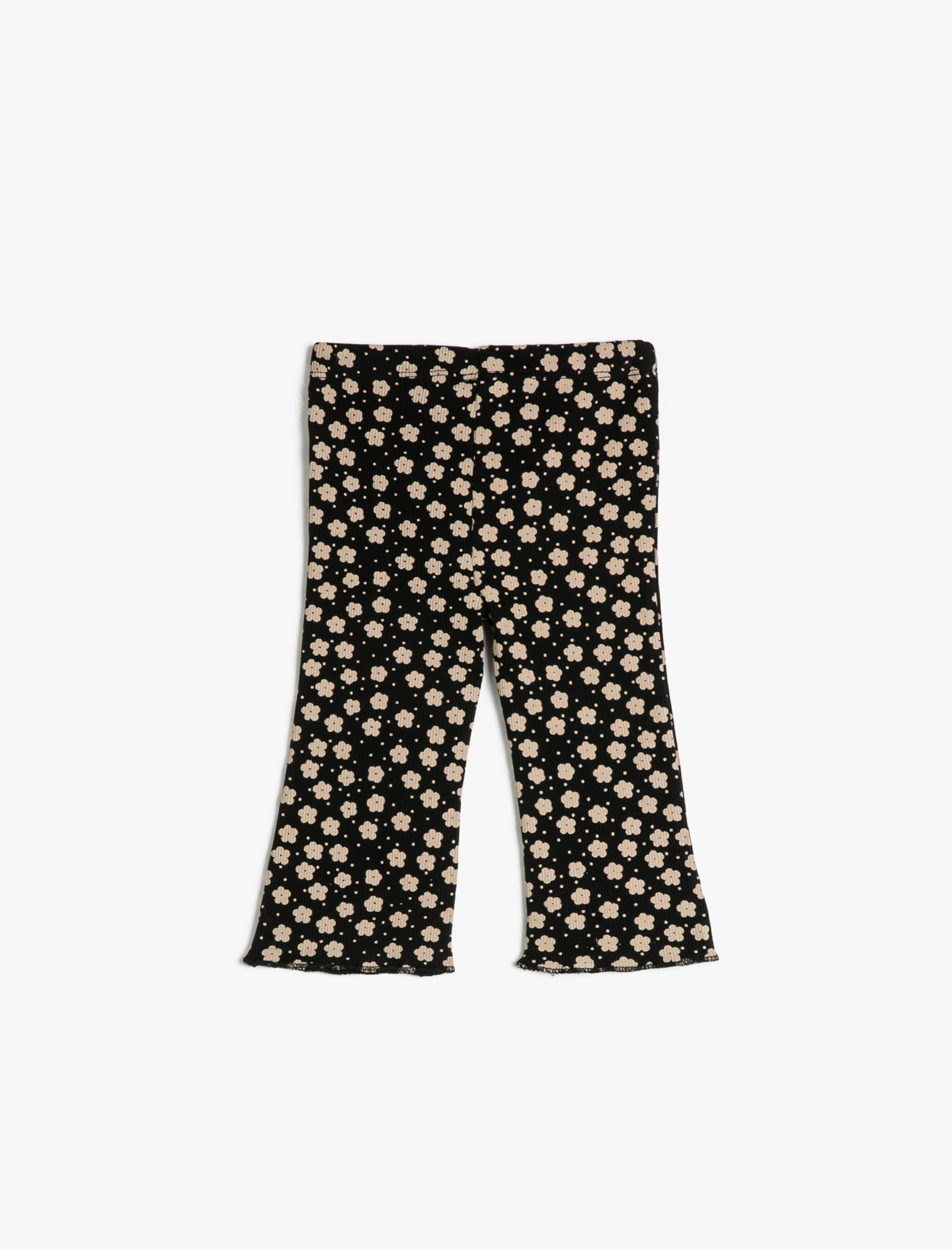  Kız Bebek Geniş Paça Tayt Fitilli Çiçekli Pamuklu