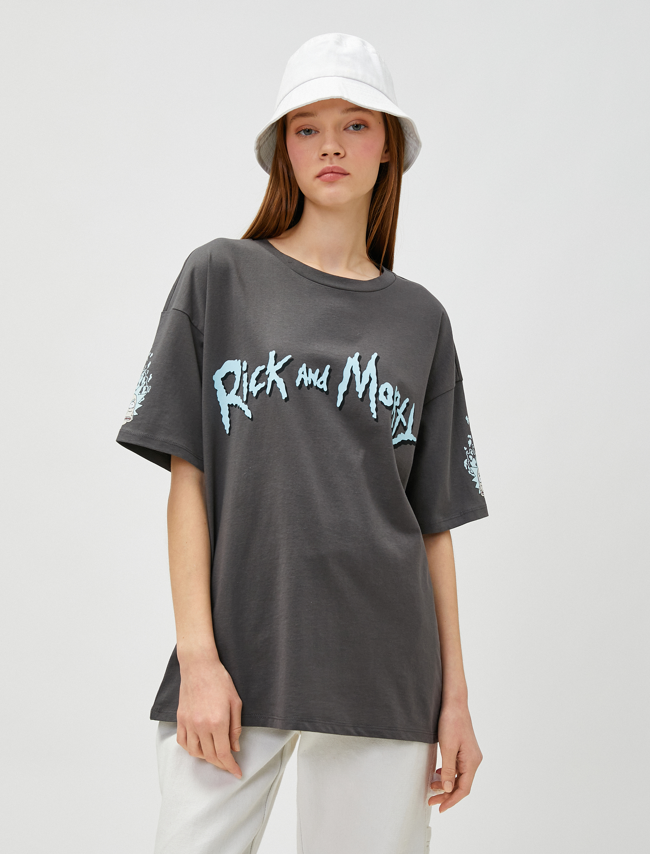   Rick and Morty Tişört Sırt Baskılı Lisanslı Pamuklu Kısa Kollu