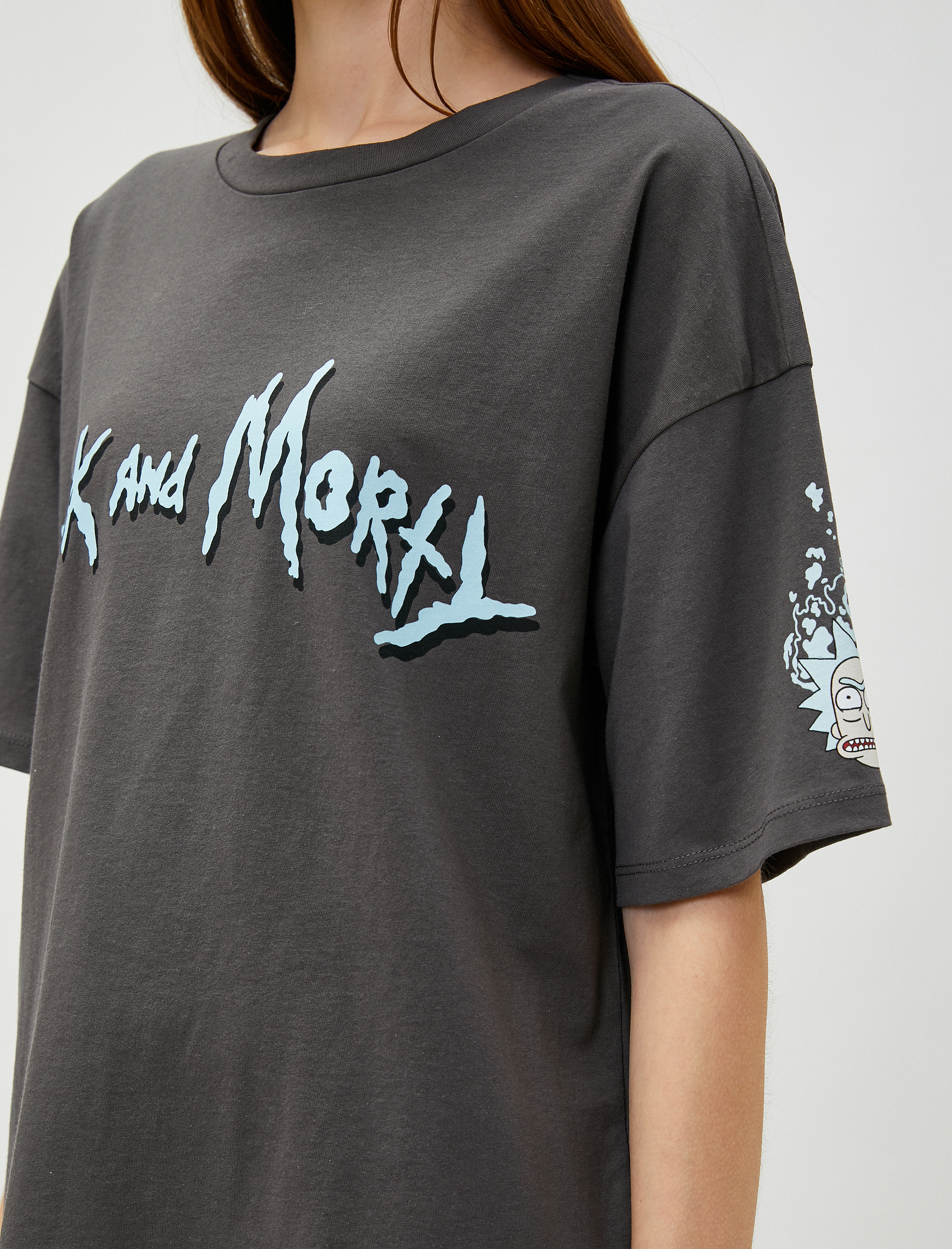   Rick and Morty Tişört Sırt Baskılı Lisanslı Pamuklu Kısa Kollu