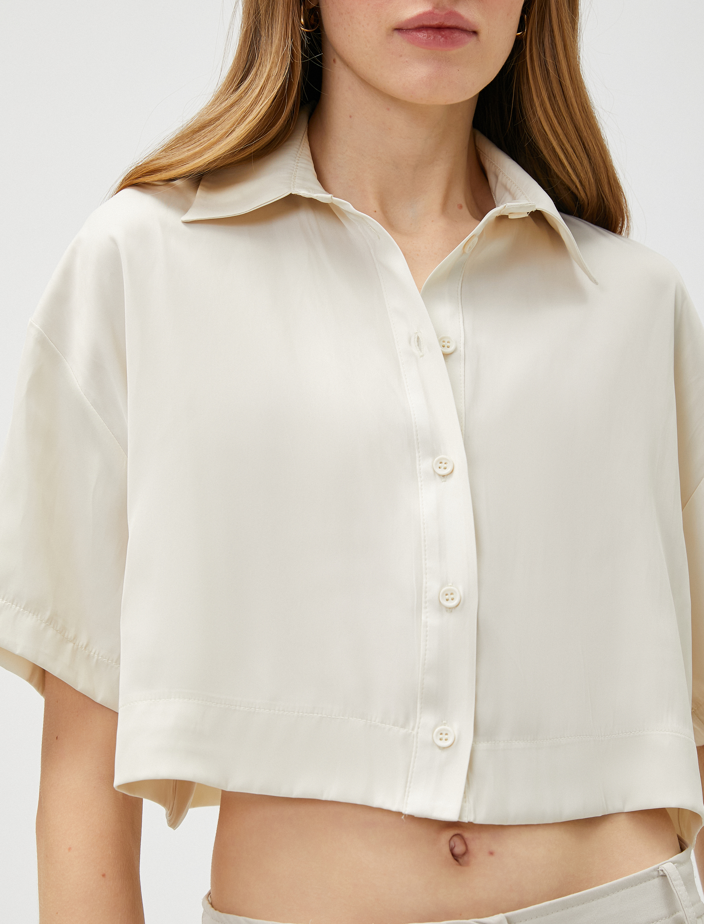   Crop Gömlek Kısa Kollu