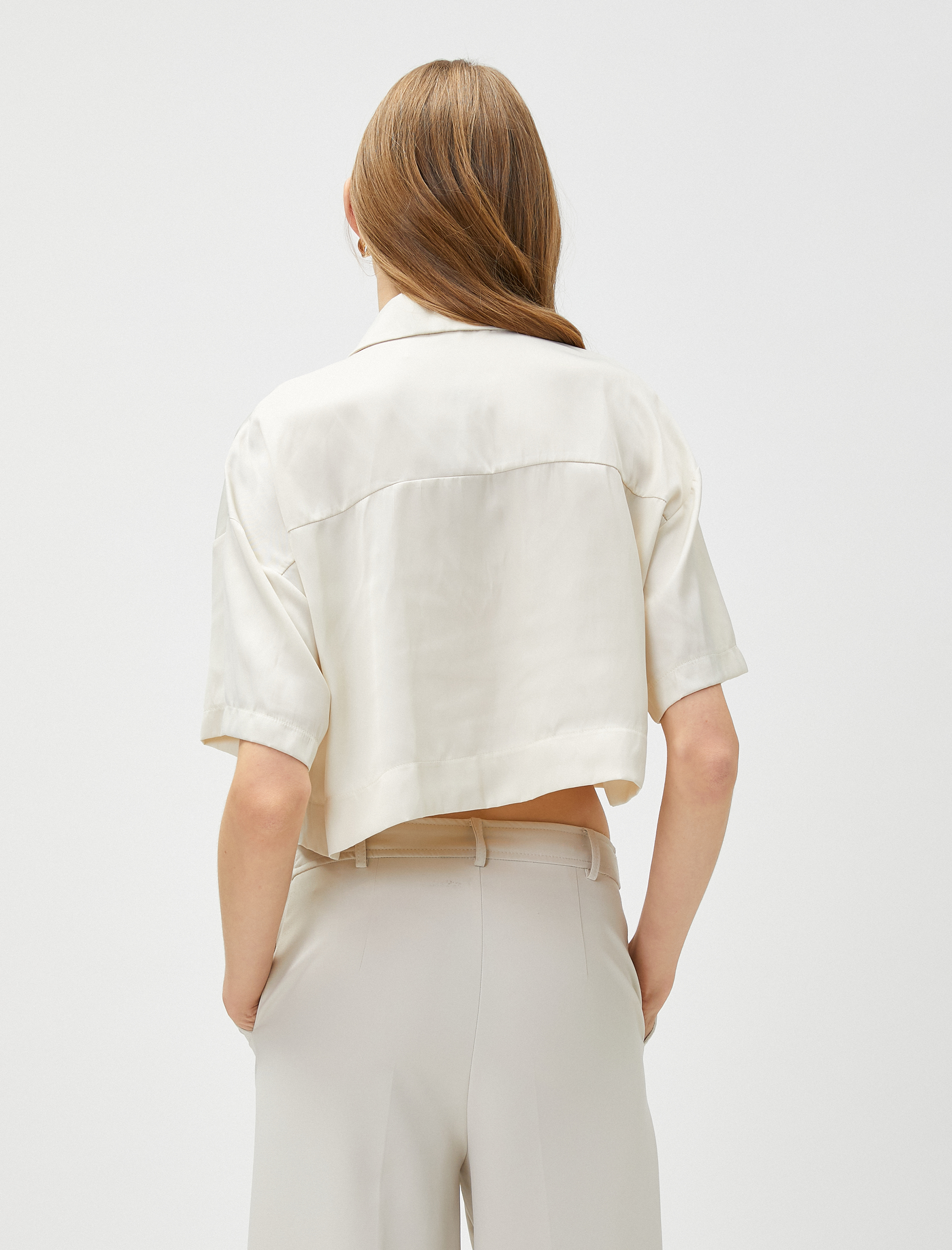   Crop Gömlek Kısa Kollu