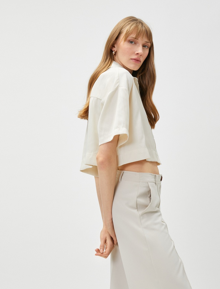  Crop Gömlek Kısa Kollu