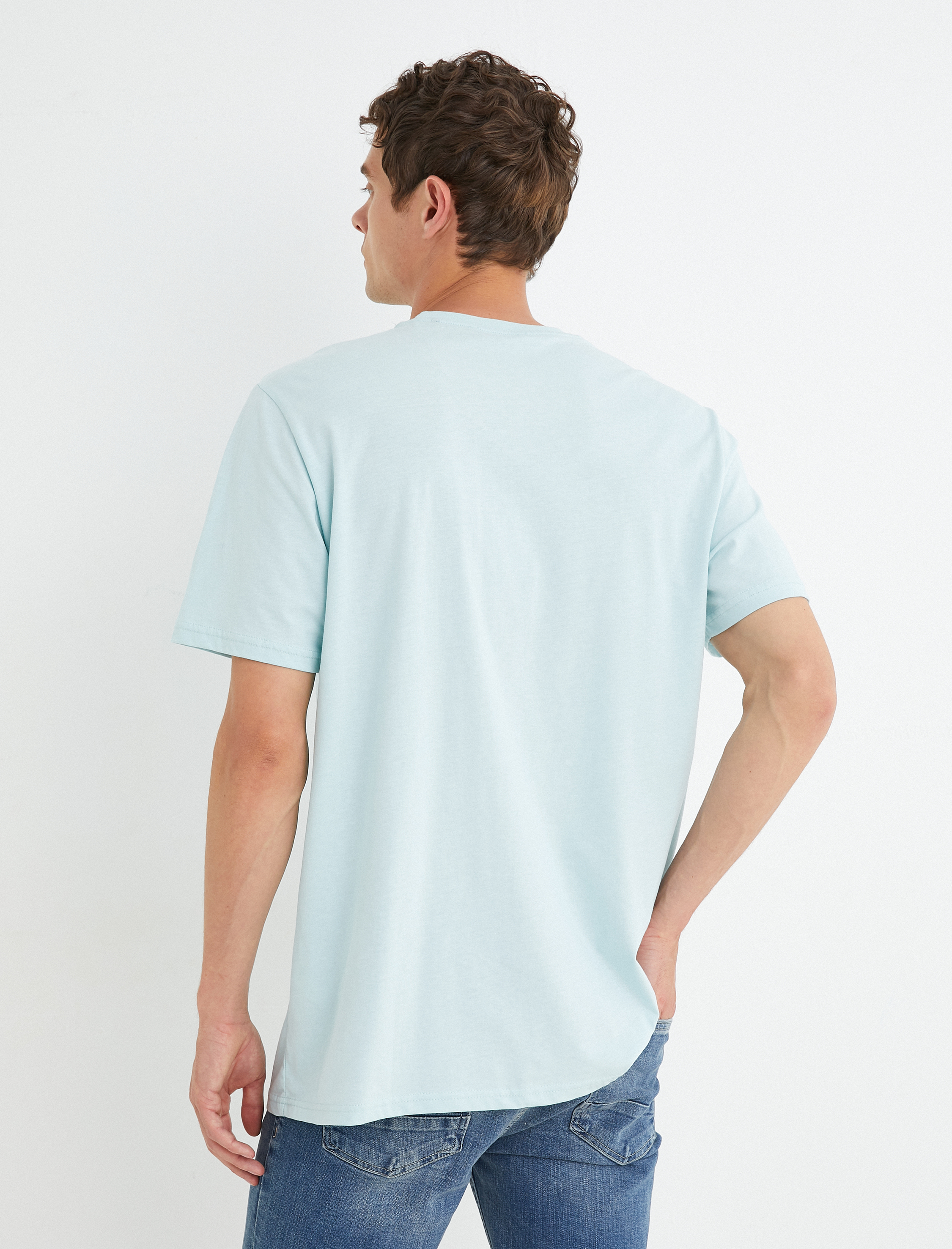   Basic Tişört Bisiklet Yaka Kısa Kollu Pamuklu