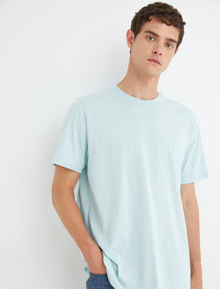  Basic Tişört Bisiklet Yaka Kısa Kollu Pamuklu