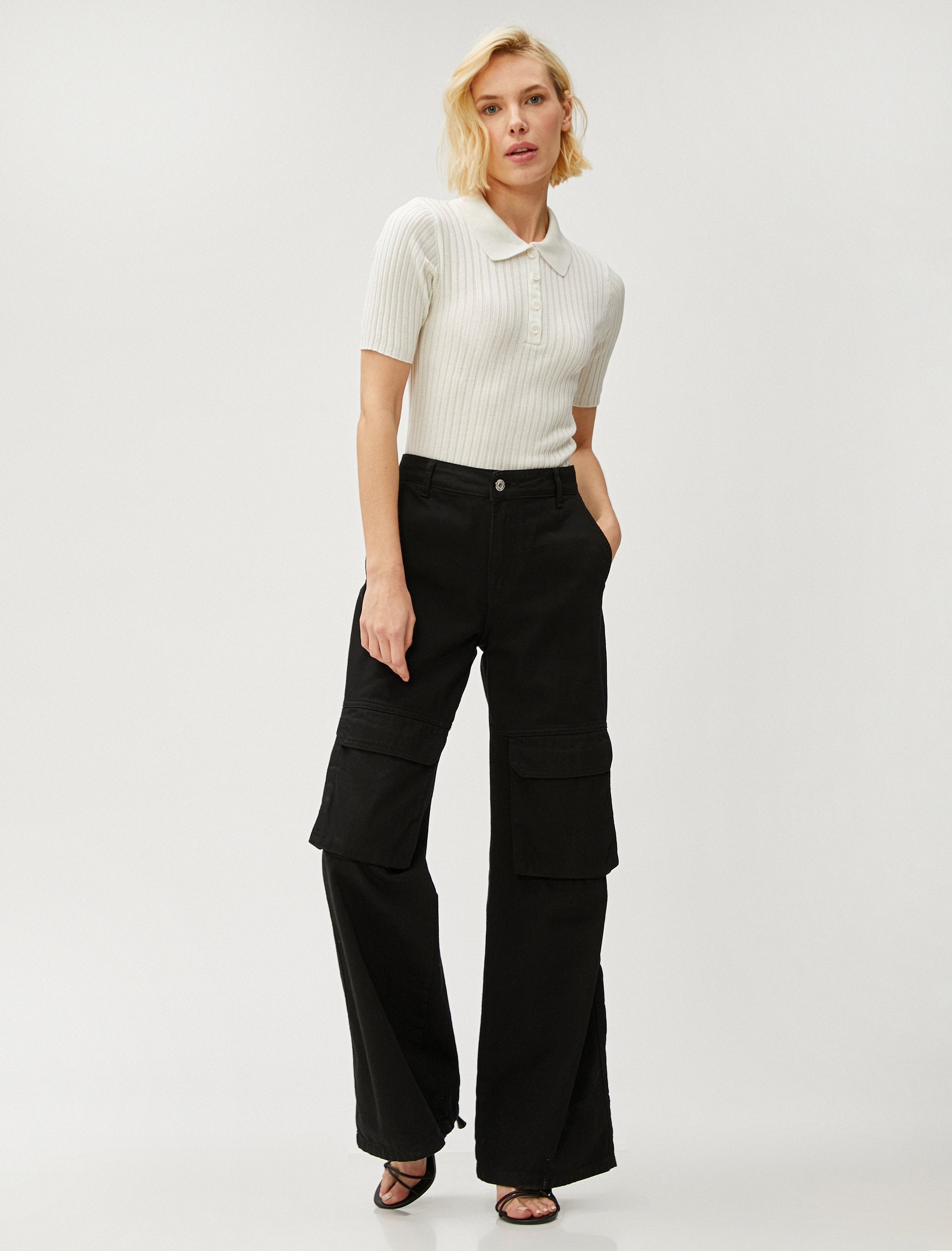   Polo Yaka Triko Kazak Düğmeli Ribanalı