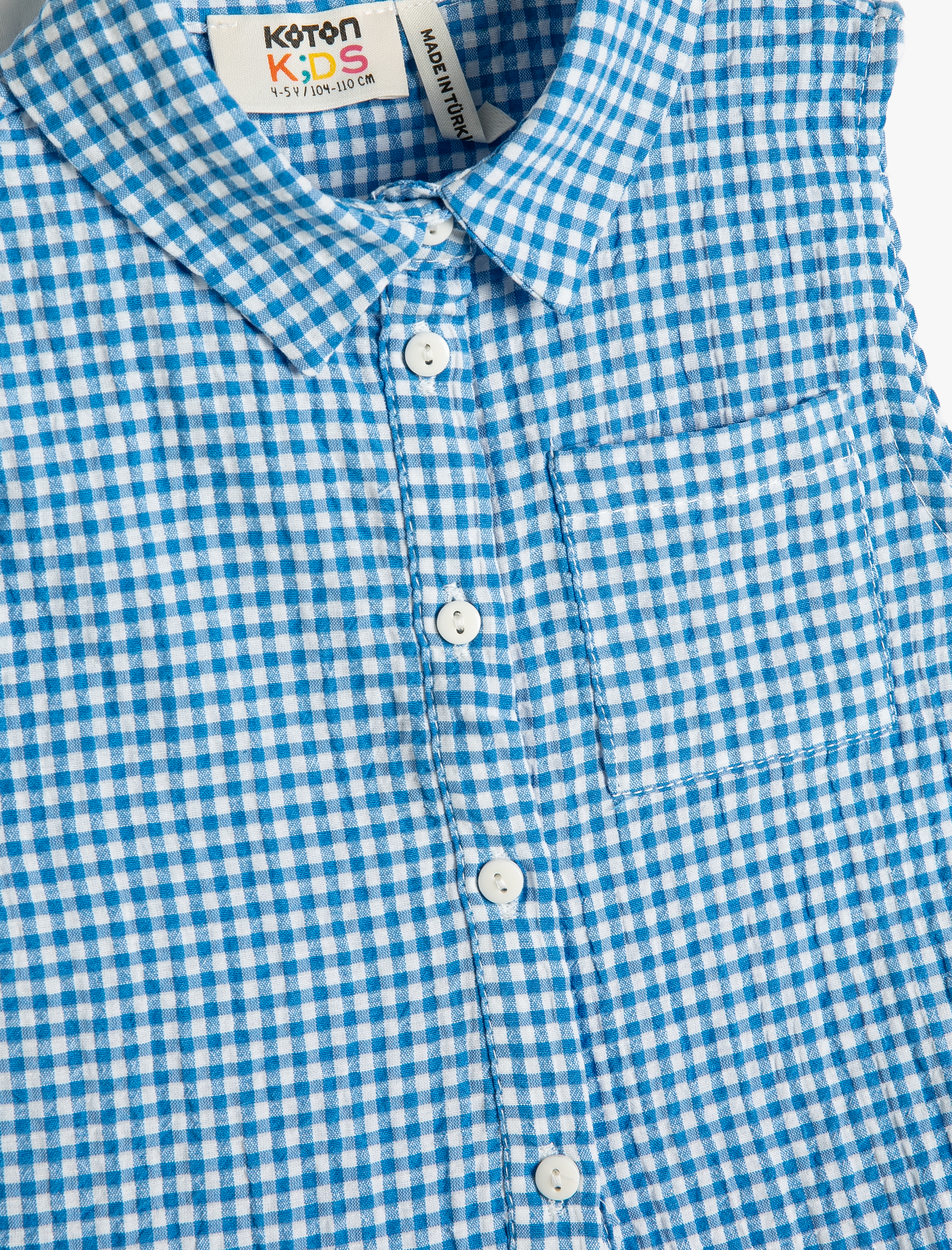  Kız Çocuk Crop Kolsuz Gömlek Belden Bağlamalı Pötikareli