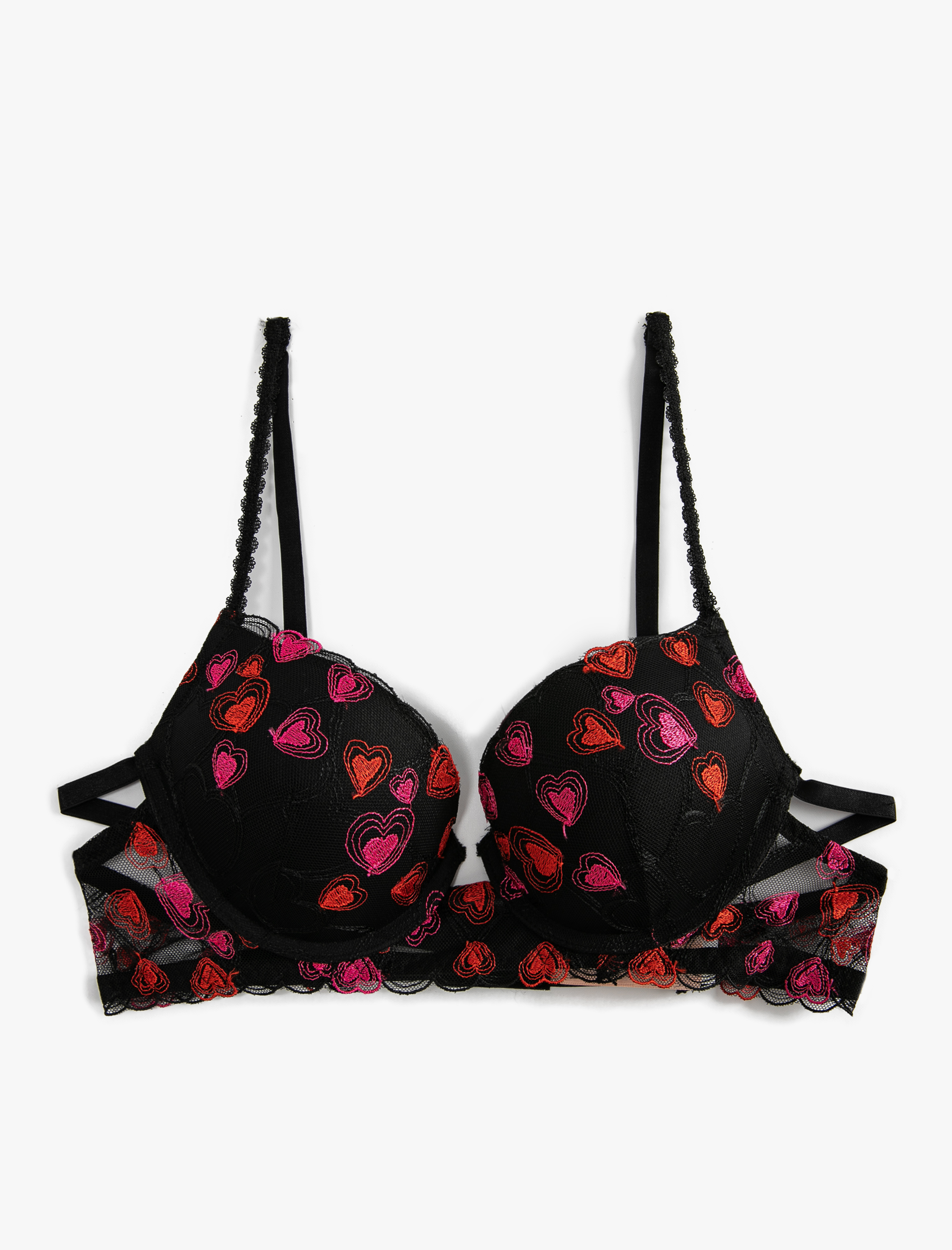 Destekli Sütyen Dantelli Ekstra Dolgulu Balenli Kalpli