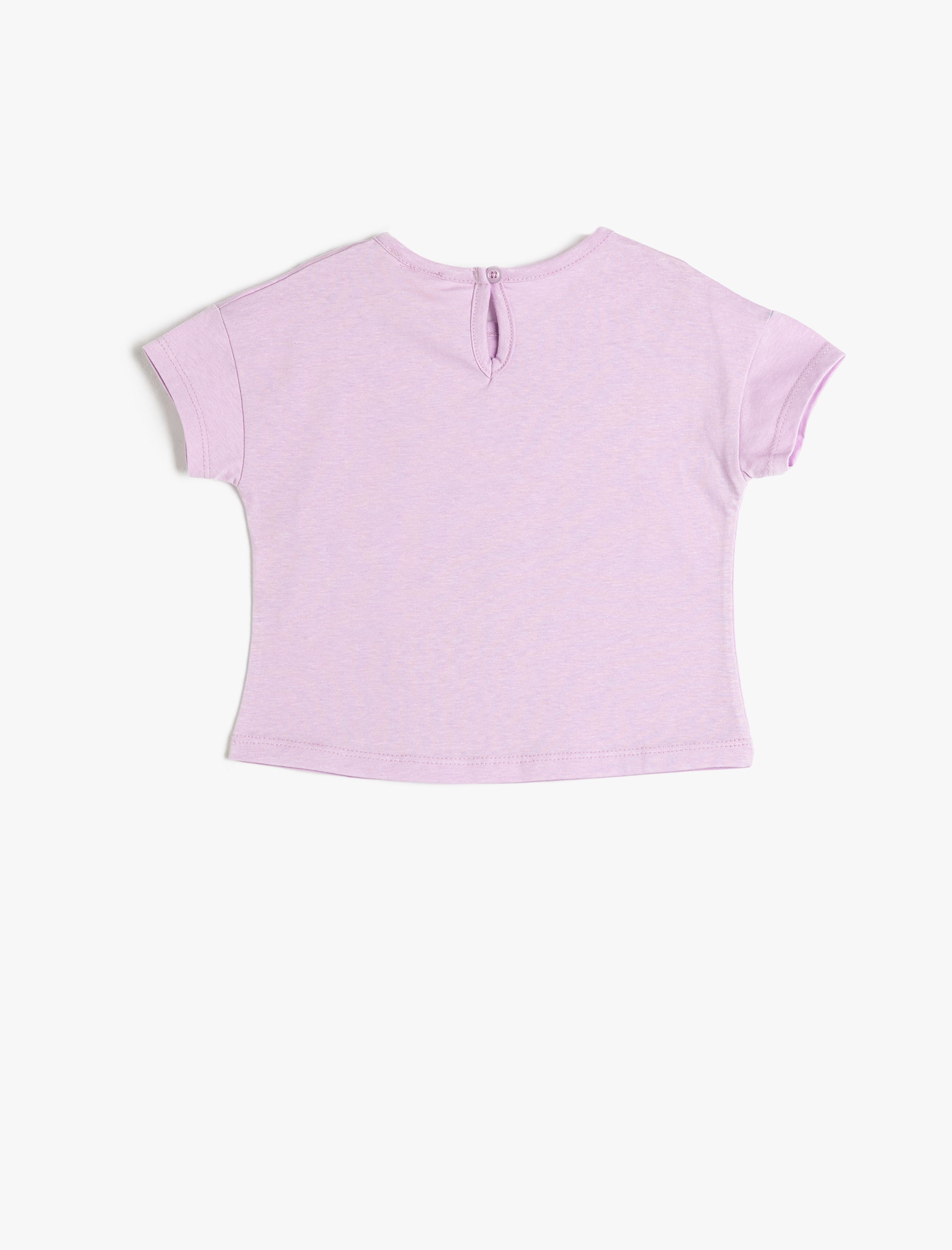  Kız Bebek Tişört Kısa Kollu Bisiklet Yaka Dinozor Baskılı Pamuklu