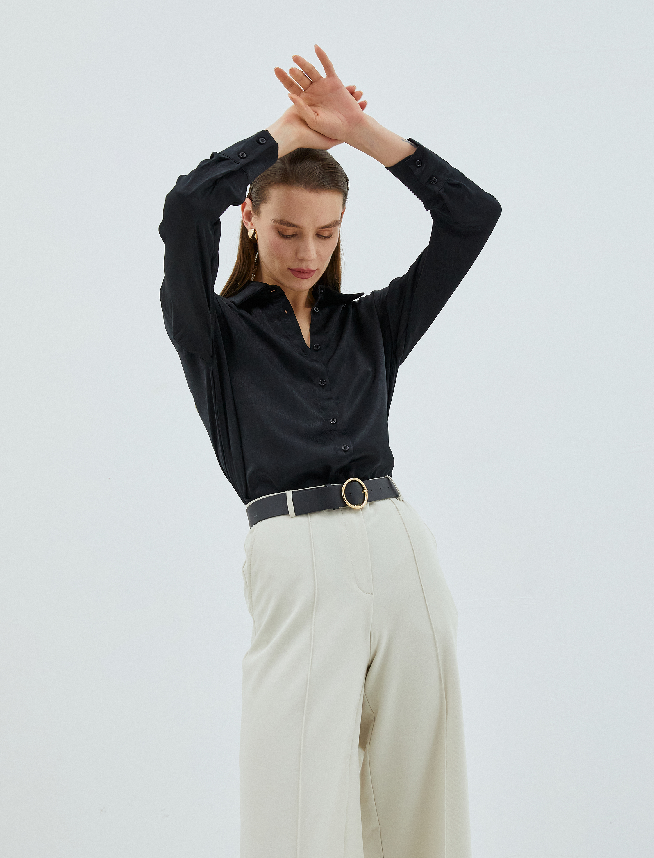   Saten Gömlek Relax Fit Uzun Kollu