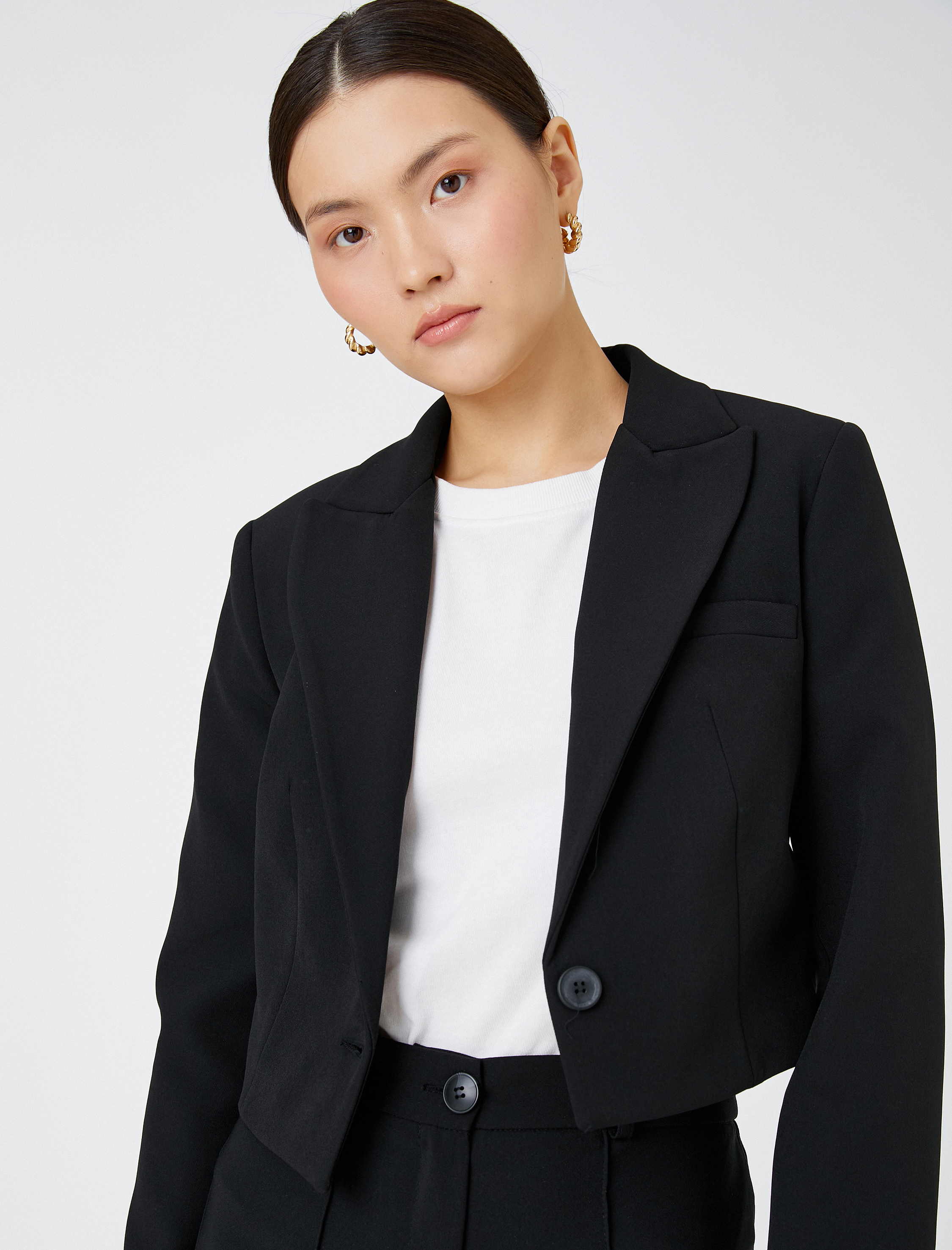   Crop Blazer Ceket Tek Düğmeli