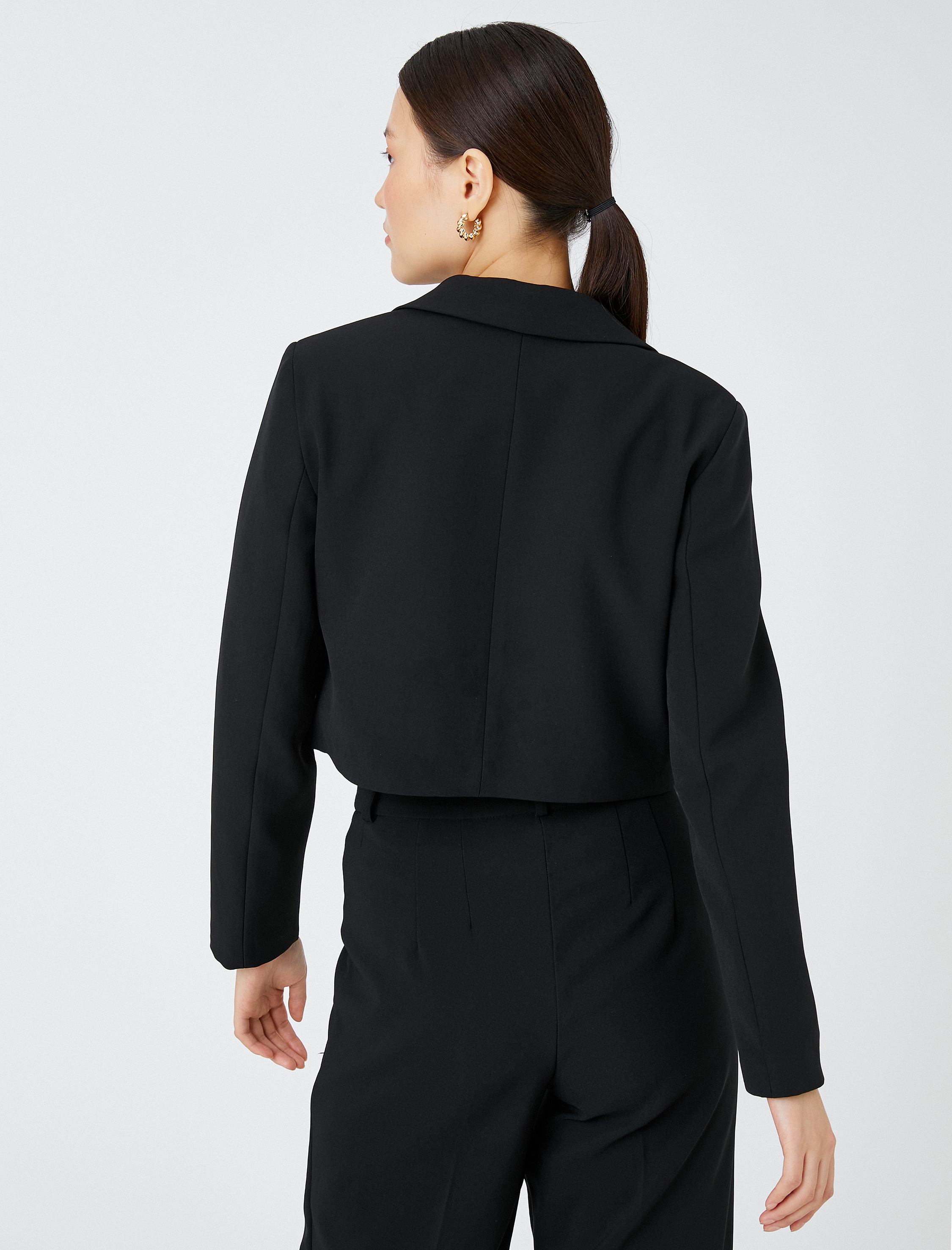   Crop Blazer Ceket Tek Düğmeli