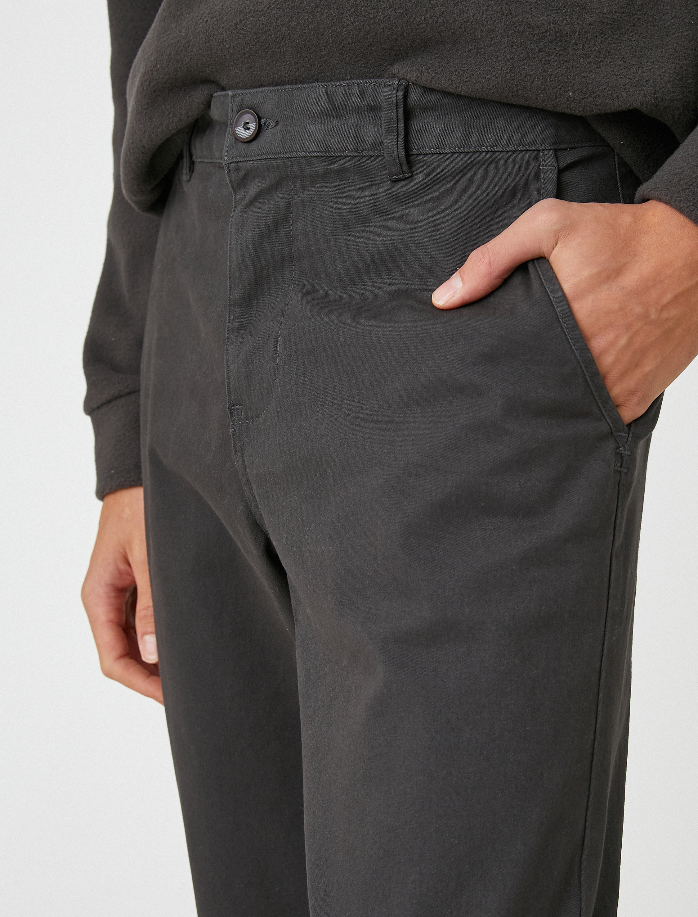   Basic Chino Pantolon Düğmeli Cep Detaylı