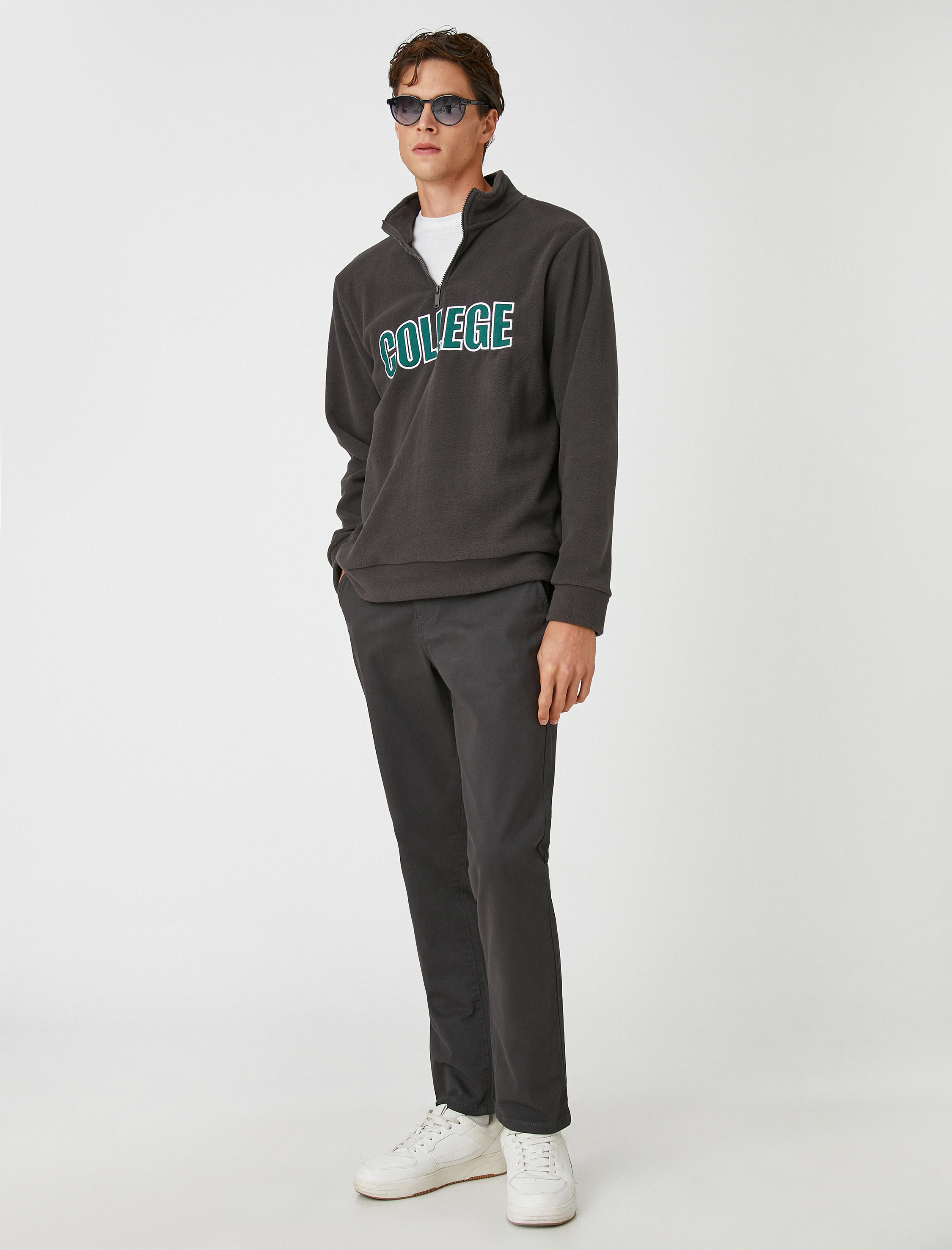   Basic Chino Pantolon Düğmeli Cep Detaylı