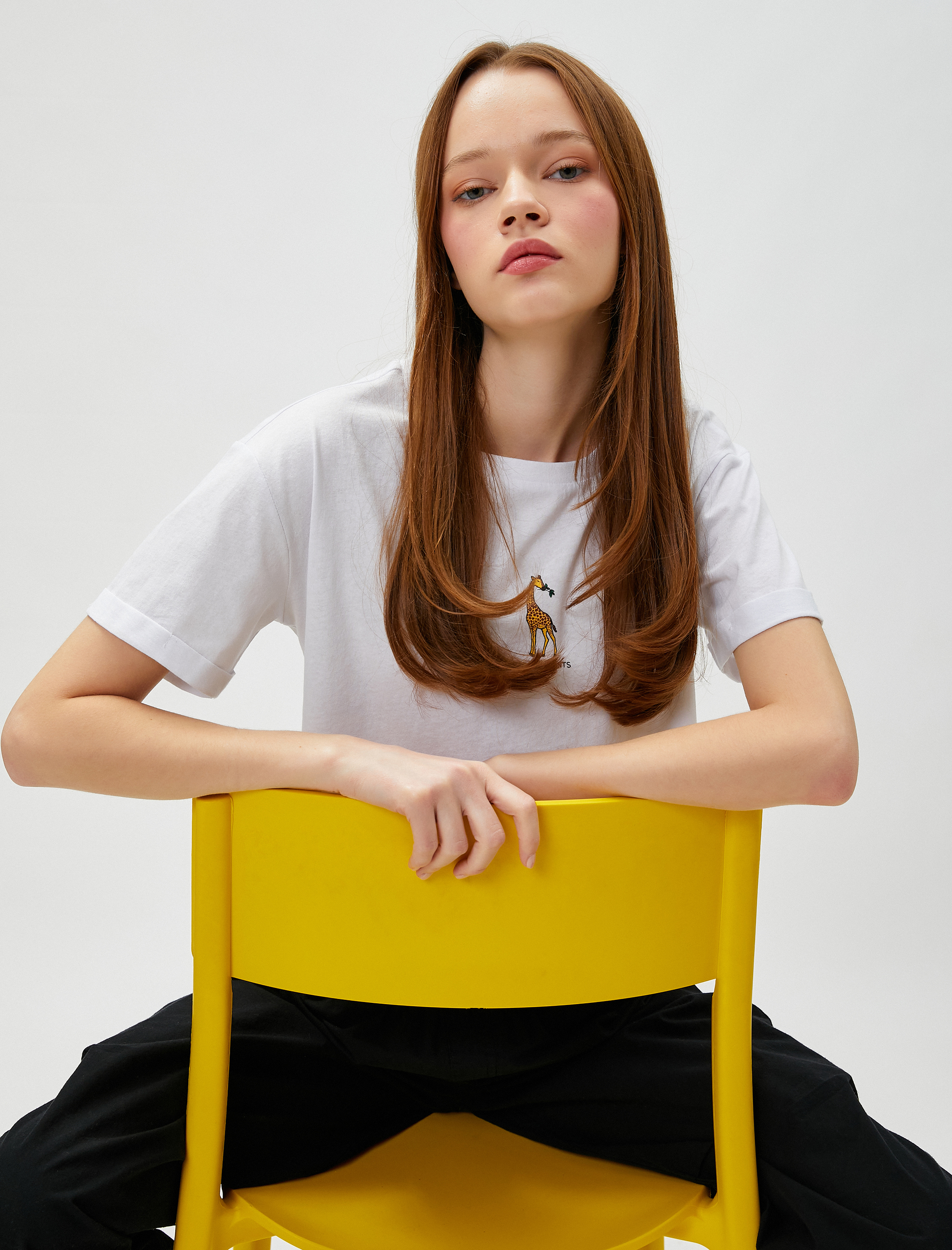   Crop Tişört Baskılı Kısa Kollu Bisiklet Yaka Pamuklu