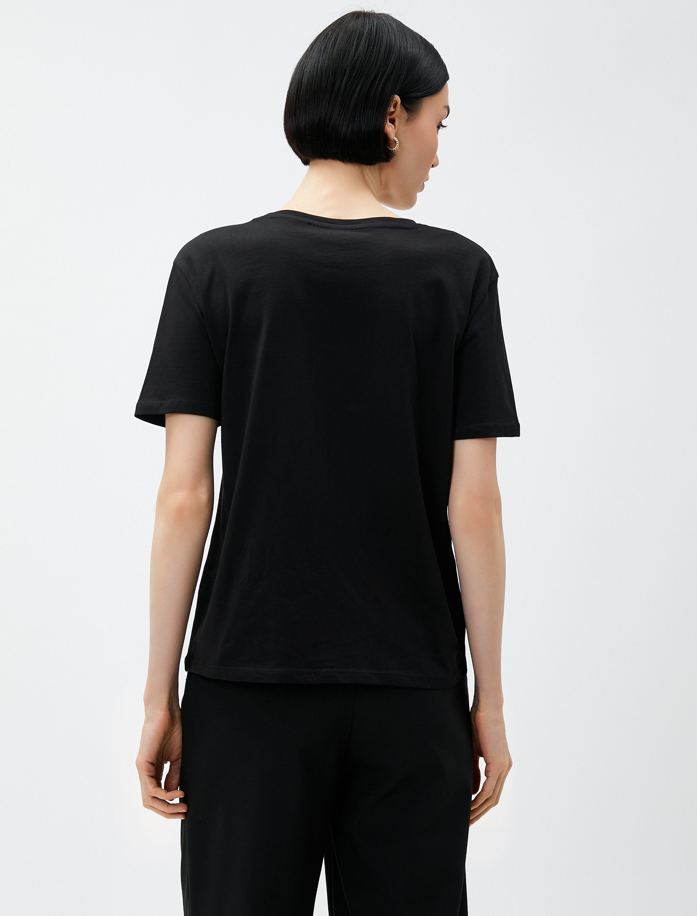   Basic Tişört Kısa Kollu Bisiklet Yaka