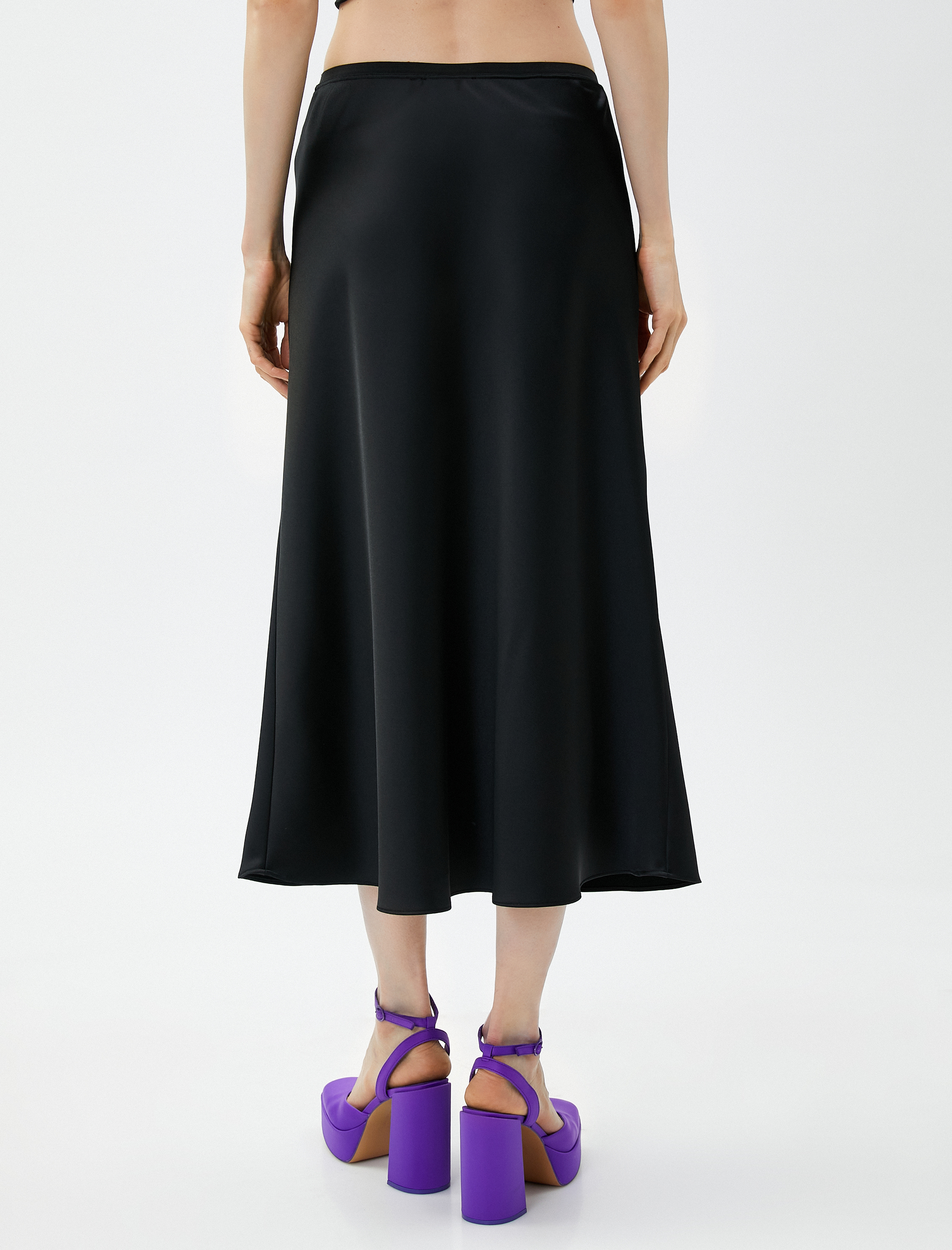   Saten Çan Etek Midi Boy