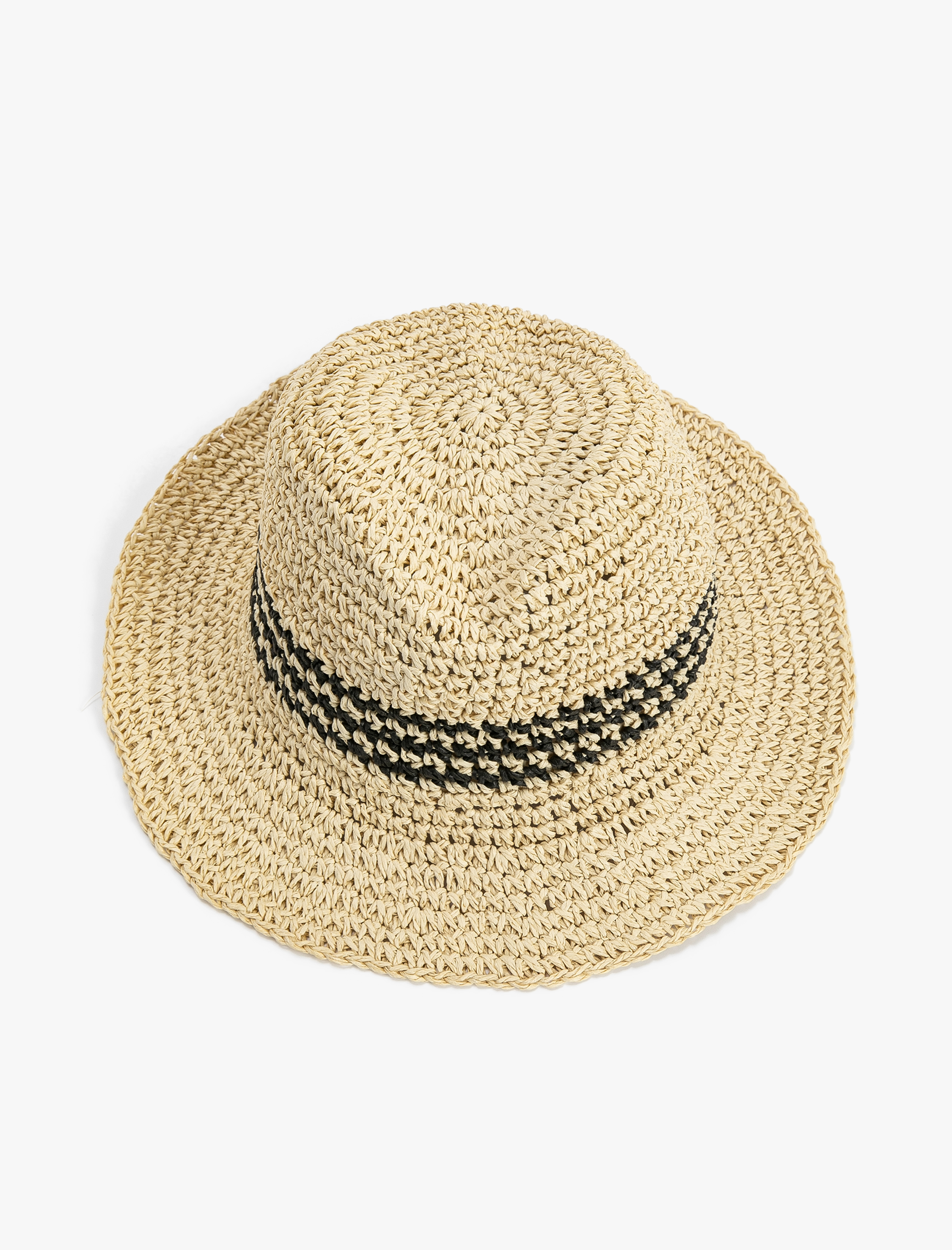  Kadın Hasır Fötr Şapka Çizgili