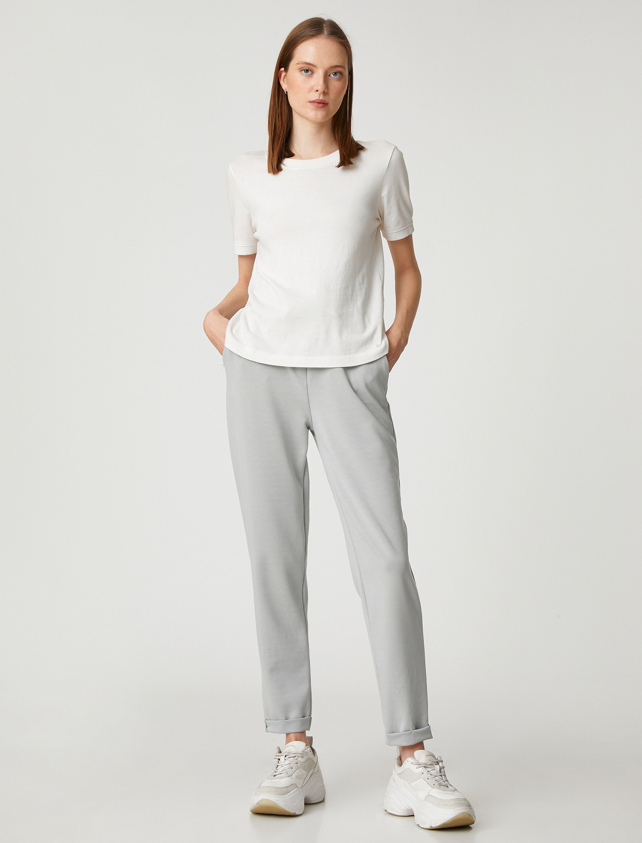   Modal Rahat Pantolon Beli Bağlamalı Cepli