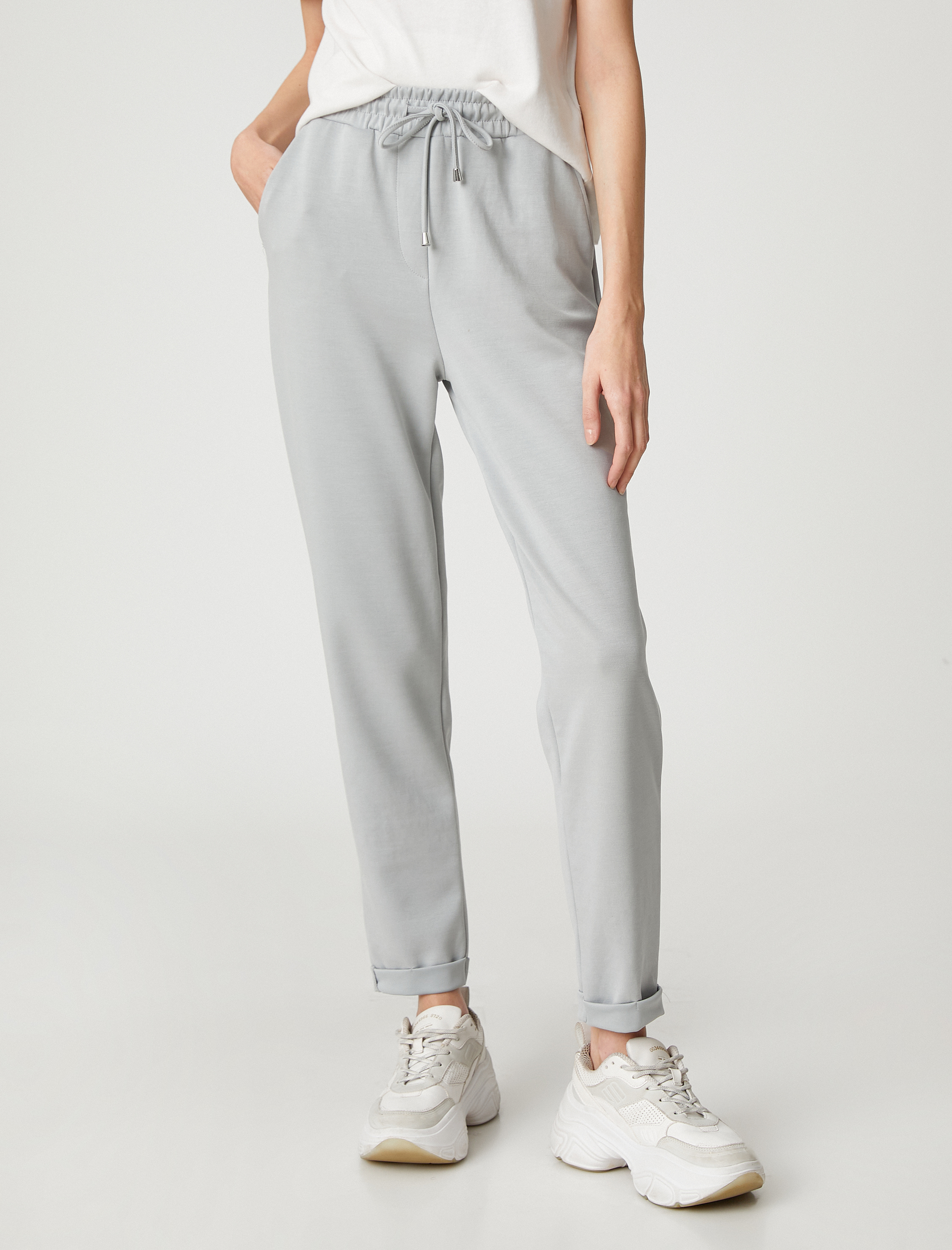   Modal Rahat Pantolon Beli Bağlamalı Cepli