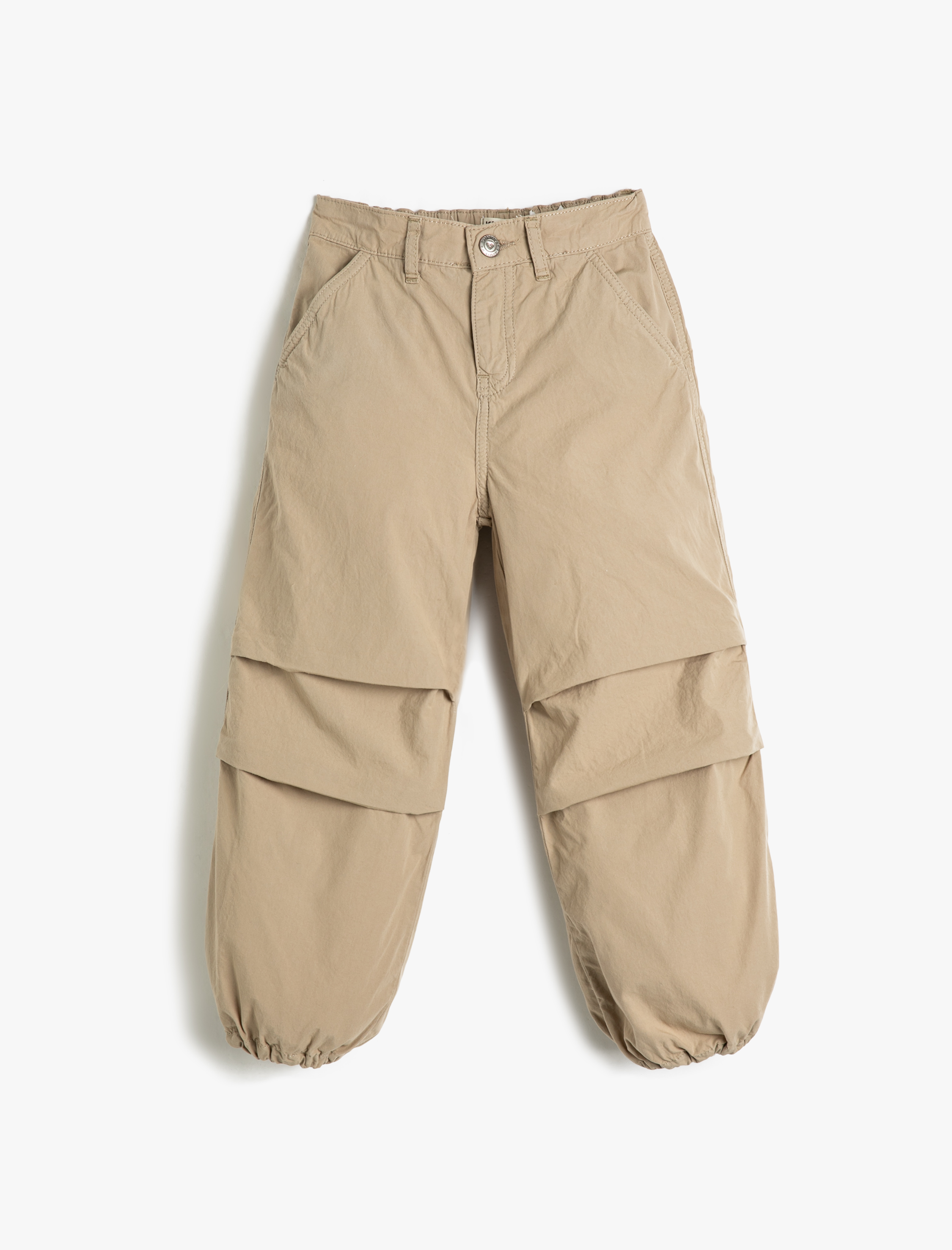  Kız Çocuk Paraşüt Pantolon Cepli Paçaları Elastik Pamuklu