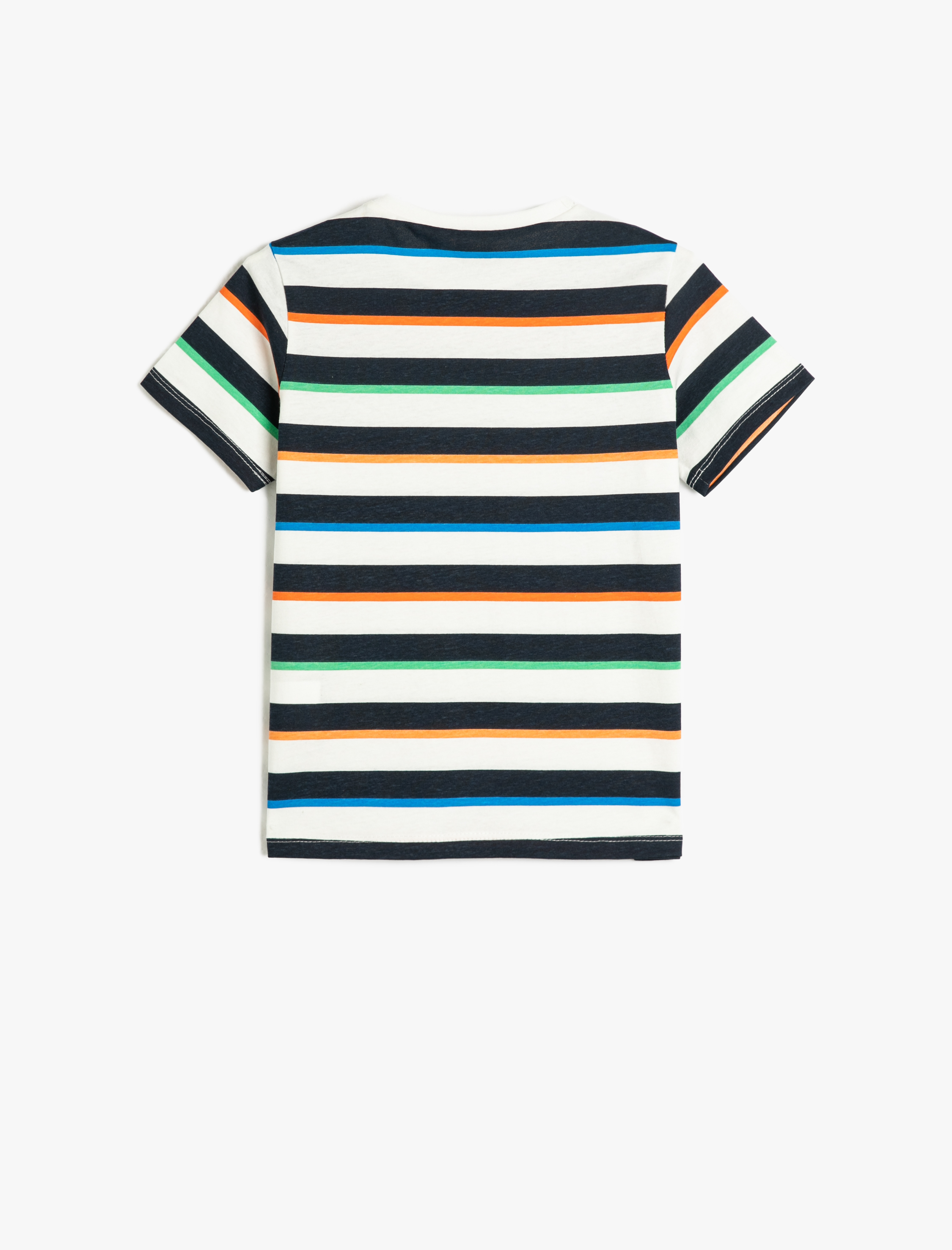  Erkek Çocuk Çizgili Tişört Kısa Kollu Bisiklet Yaka Pamuklu
