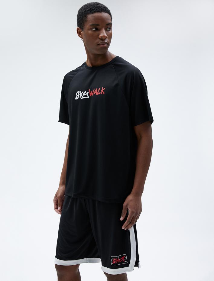 Oversize Spor Şort Beli Lastikli Basketbol Baskılı