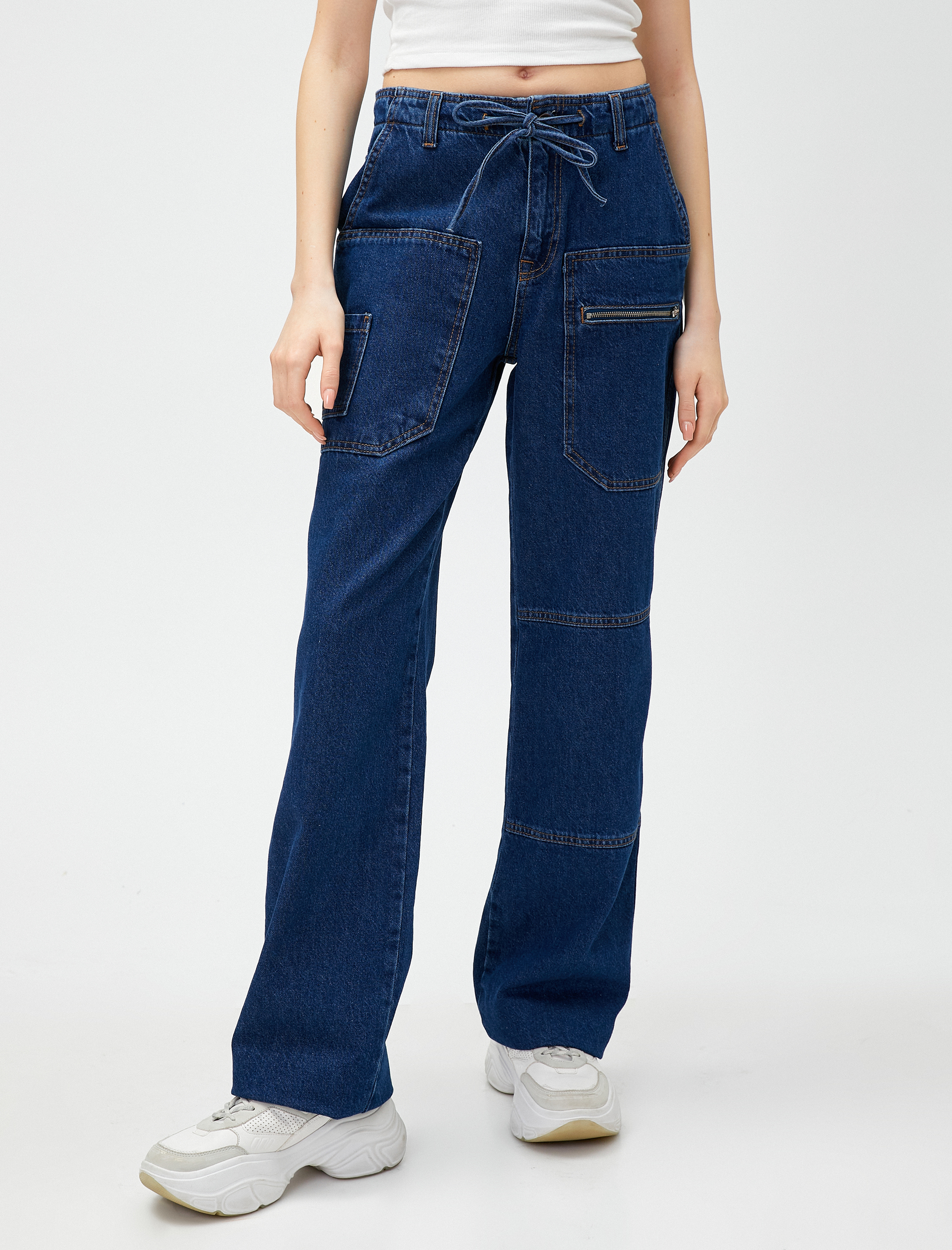   Kargo Kot Pantolon Straight Jean Yüksek Bel Düz Paça - Eve Jeans