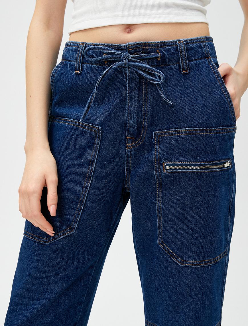   Kargo Kot Pantolon Straight Jean Yüksek Bel Düz Paça - Eve Jeans