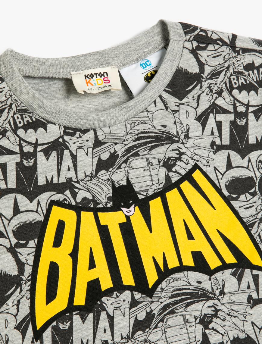  Erkek Çocuk Tişört Kısa Kollu Batman Baskılı Lisanslı Pamuklu