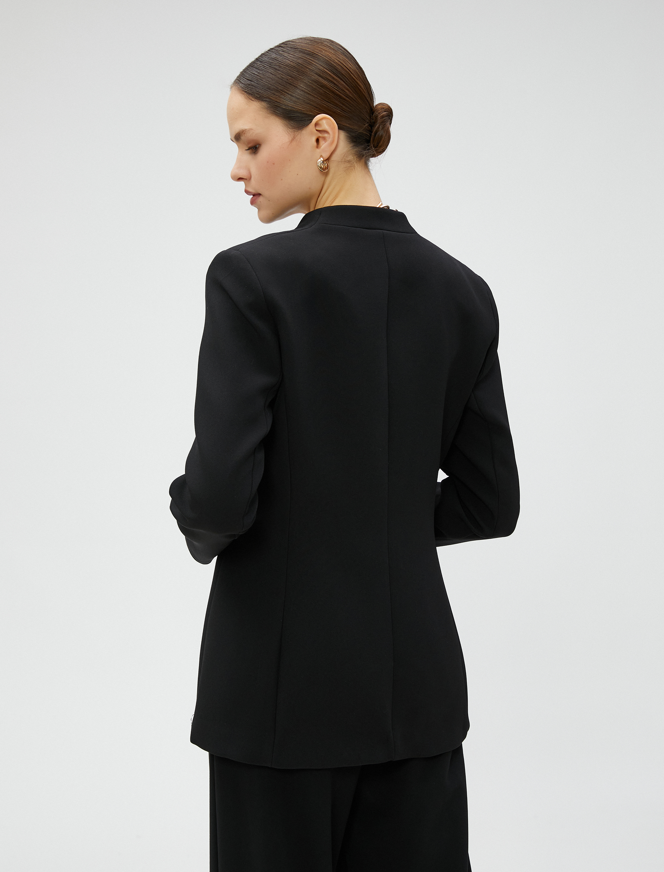   Blazer Ceket V Yaka Cep Detaylı